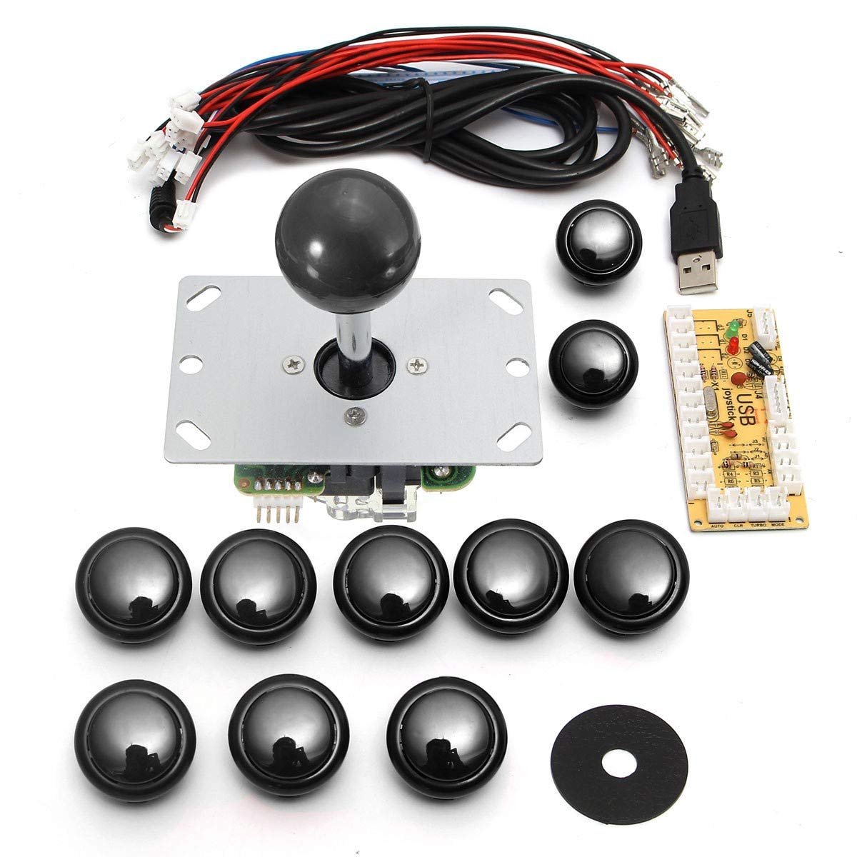 Doppi Giocatori Gioco Nero Console Di Gioco Arcade Fai Da Te Kit Di Parti Di Ricambio Codificatori Usb Su Pc Doppi Joystick E Pulsanti