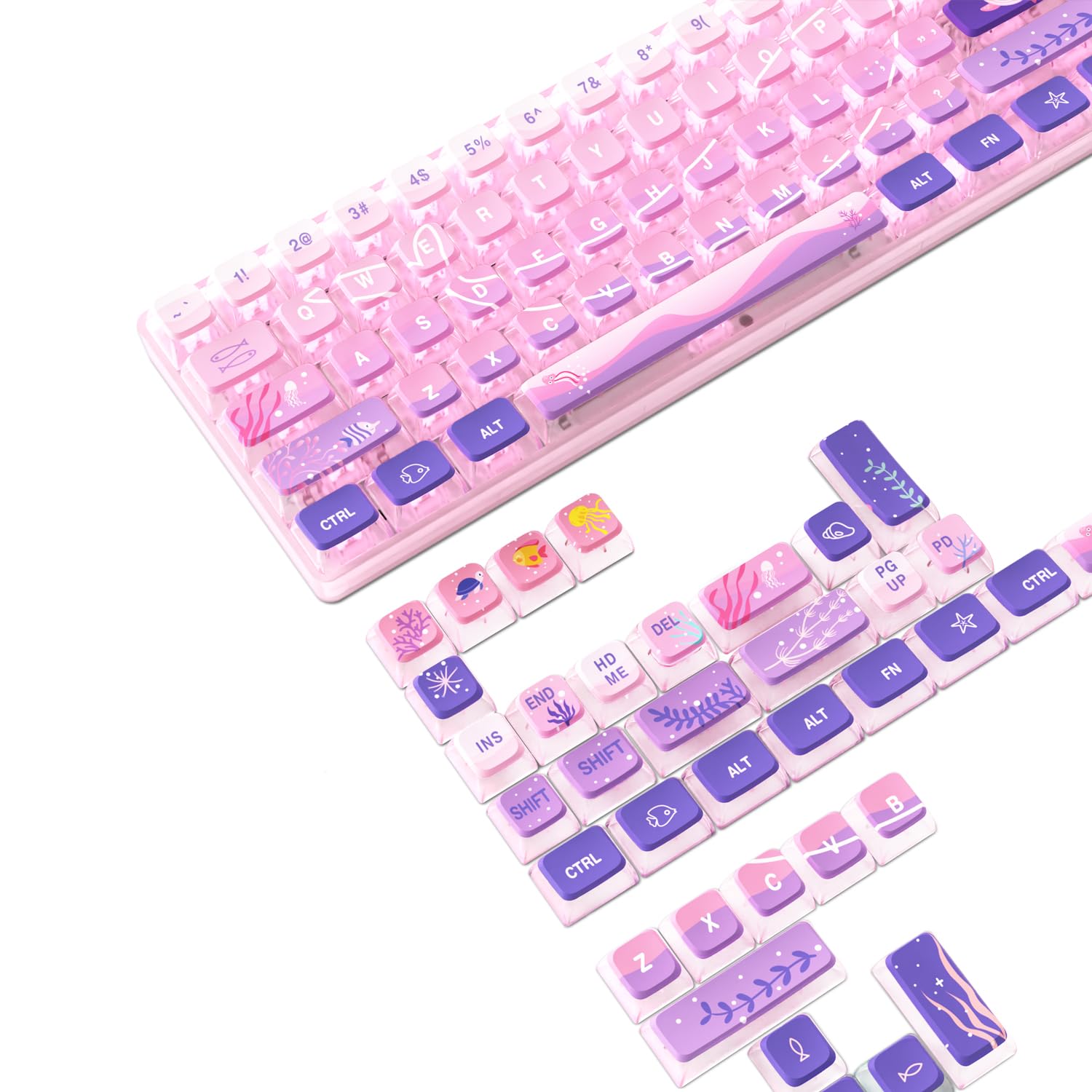 Amazon.co.jp: ゲーミングキーキャップ キートップ PBT 半透明 昇華 