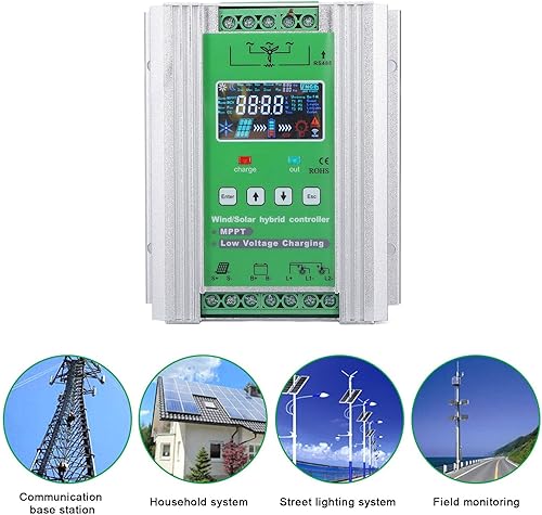 Miniatura 3 de Luqeeg Controlador híbrido solar de viento MPPT de 2000 W para viento de 0 a 1000 W con sistema de panel solar de 0-1000 W, controlador híbrido MPPT