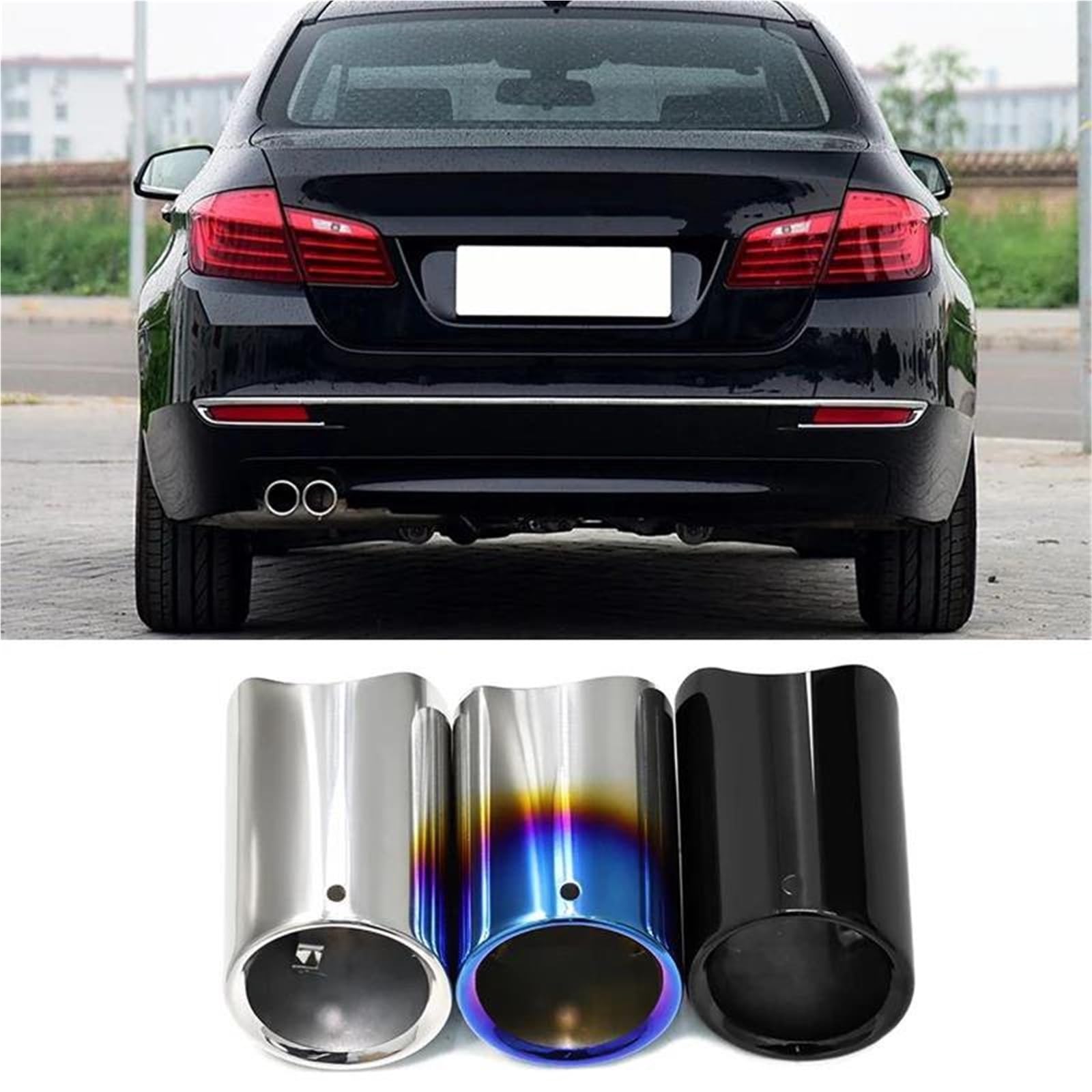 Dla BMW F10 F11 528i 530i 535i 535d 2 Szt/partia Wydechowy Tłumik Tłumik Rury Wydechowej Rura Wydechowa Stal Nierdzewna Dekoracja Wydechu(Nero)
