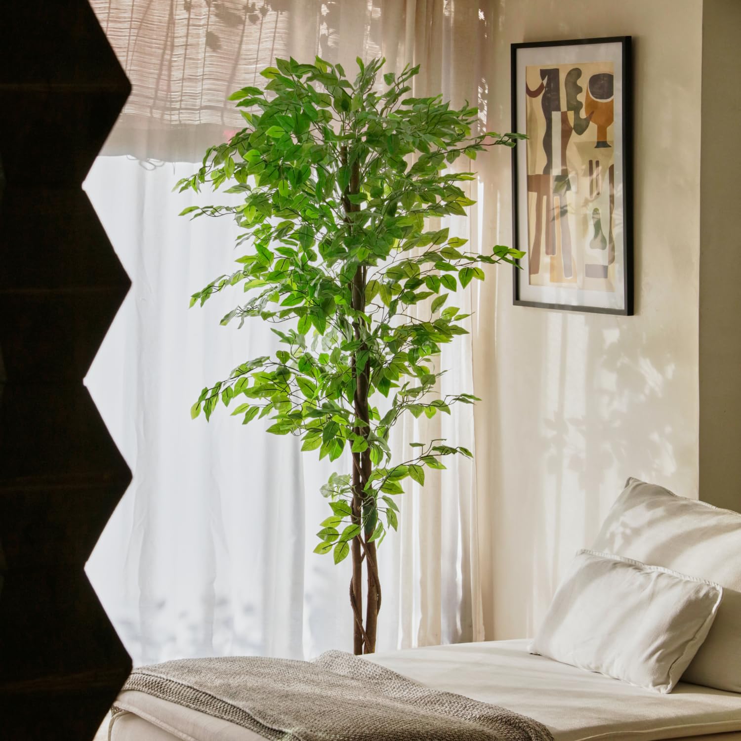 Bonerva | Ficus Nature 180 cm Altura | Planta Artificial con Tronco Natural | Ideal para Decorar Interiores: hogares, Negocios y hoteles