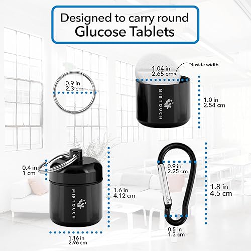 Miniatura 2 de Llavero portátil con pastillero para tabletas redondas de glucosa y medicina crítica, discreto e impermeable, portador de píldoras con mosquetones