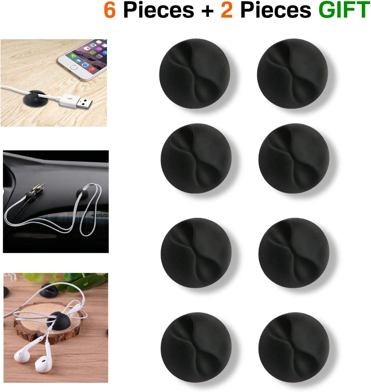 Original Cable Clips - Cord Holder & Organizer - Multi Purpose Cable Management Home and Office - Wire Organizer - Cord & Cable Holder - Desktop Cable Organizer - 6 Pack Self Adhesive Cord Hooks