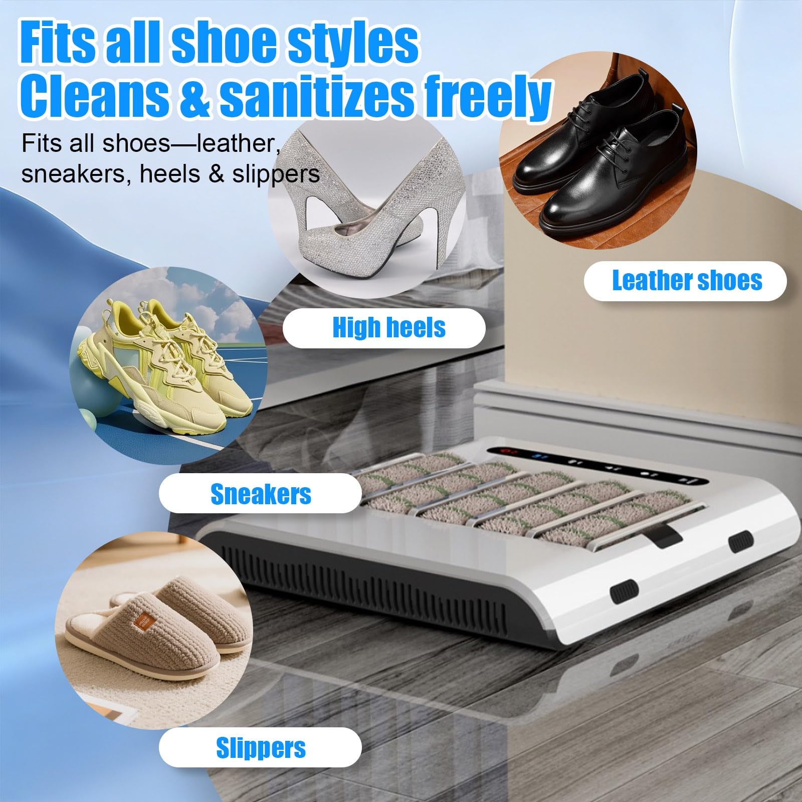Limpiador automático de zapatos, máquina inteligente de limpieza de suela con cepillo giratorio, recargable, sin agua, manos libres para uso en la entrada de la puerta, no necesita agua