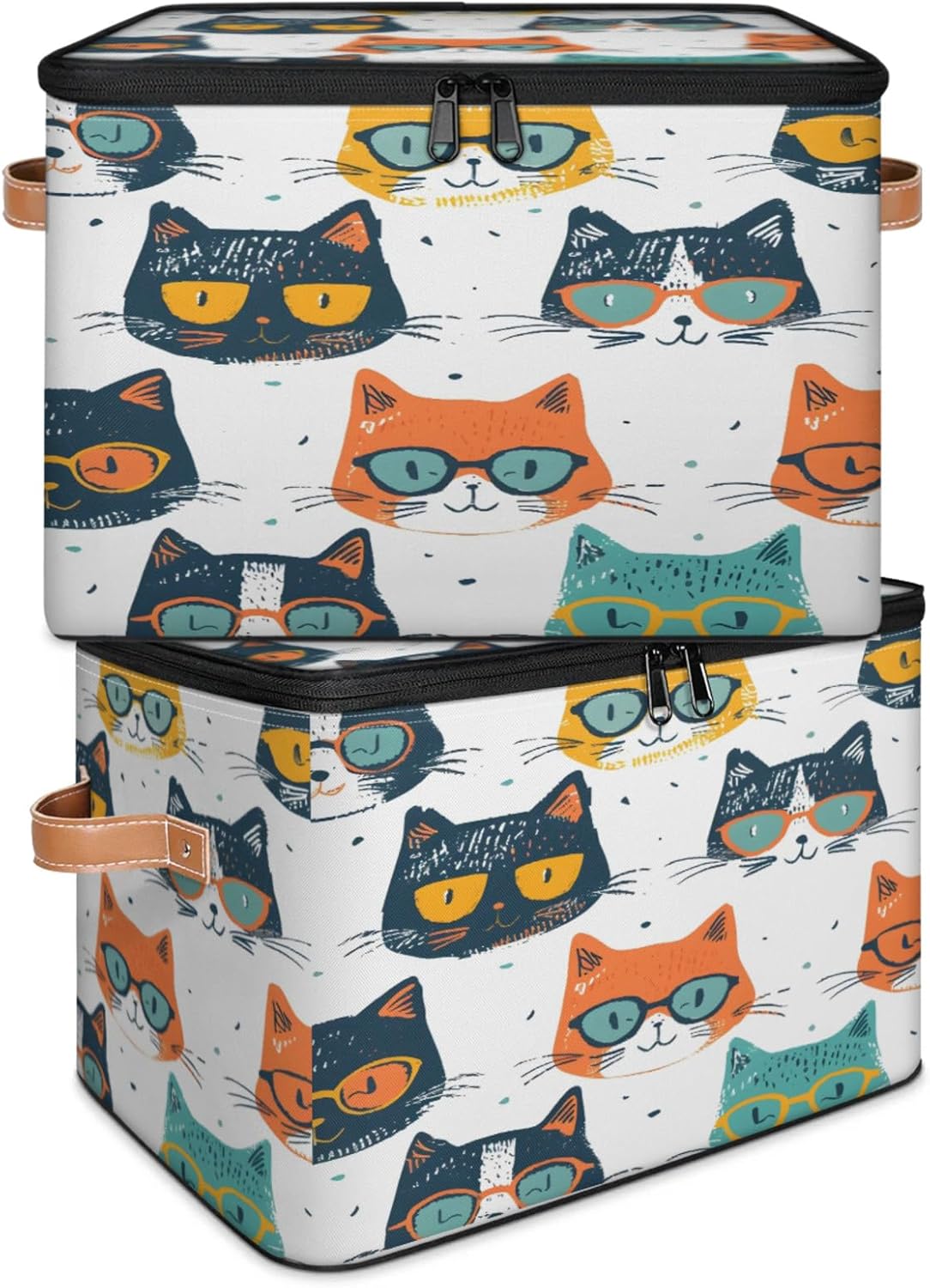 2-Pack Storage bins with lids - 26 quart organizer bins - Collapsible fabric storage bins with sturdy handles and double zipper tops - Versatile for home, toys, dorm rooms