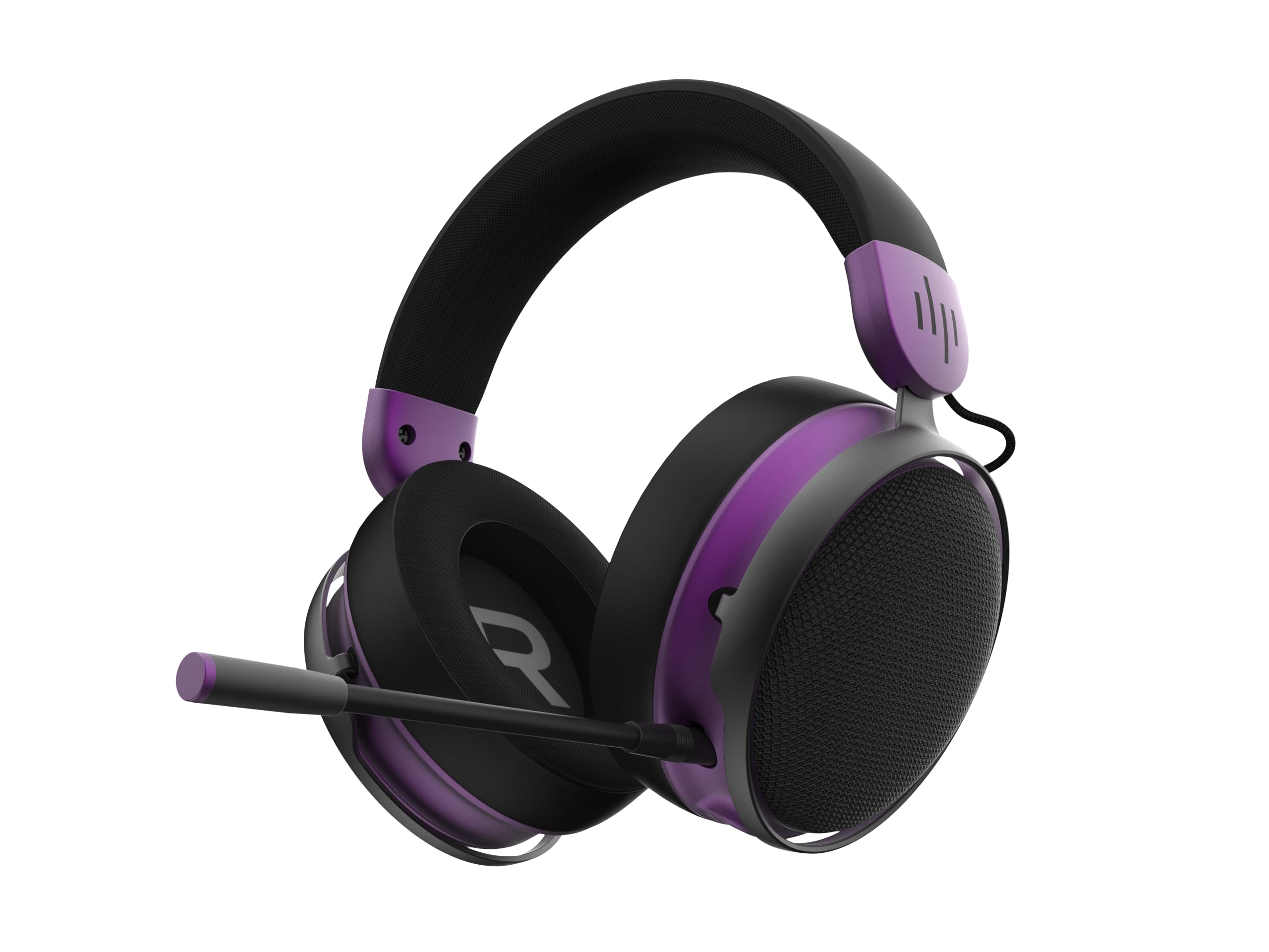 Dark Project ONE SONO - Cuffie da gioco wireless (nero/viola), cuffie over-ear, 3,5 mm, batteria 25 ore, microfono omnidirezionale staccabile, struttura in metallo (compatibili con PC, PlayStation,