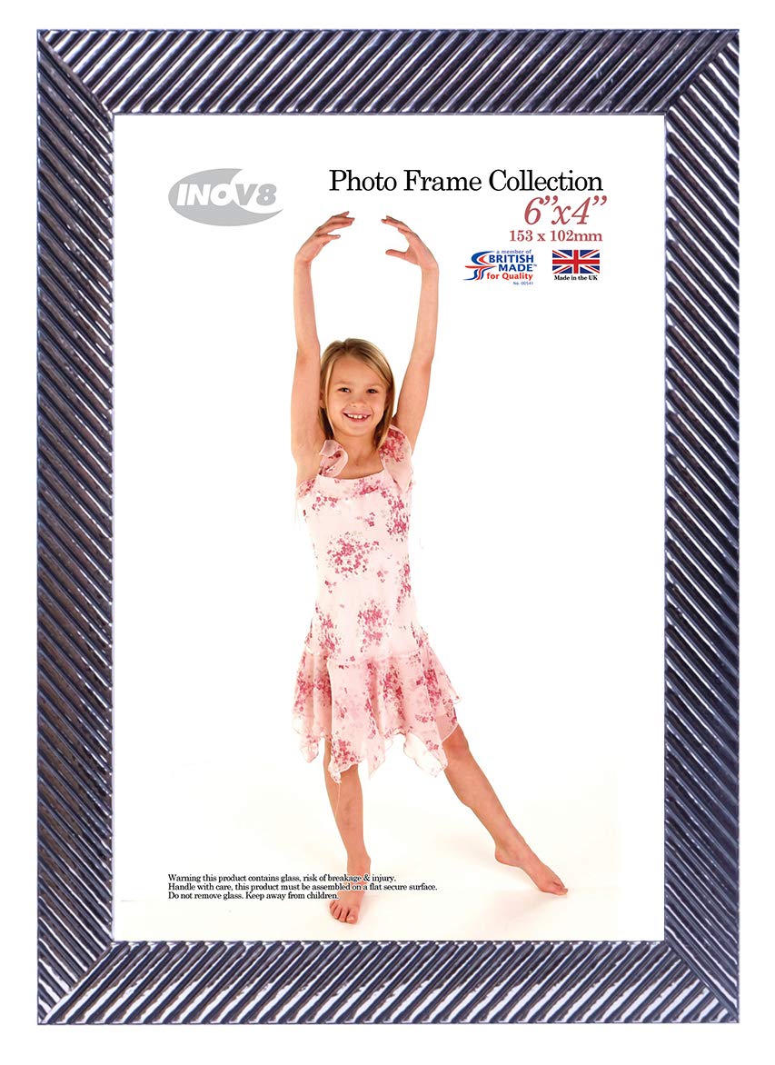 Inov8 Pewter British Made Traditional Photo Frame Zeby 6X4 Inch (15X10cm) Single