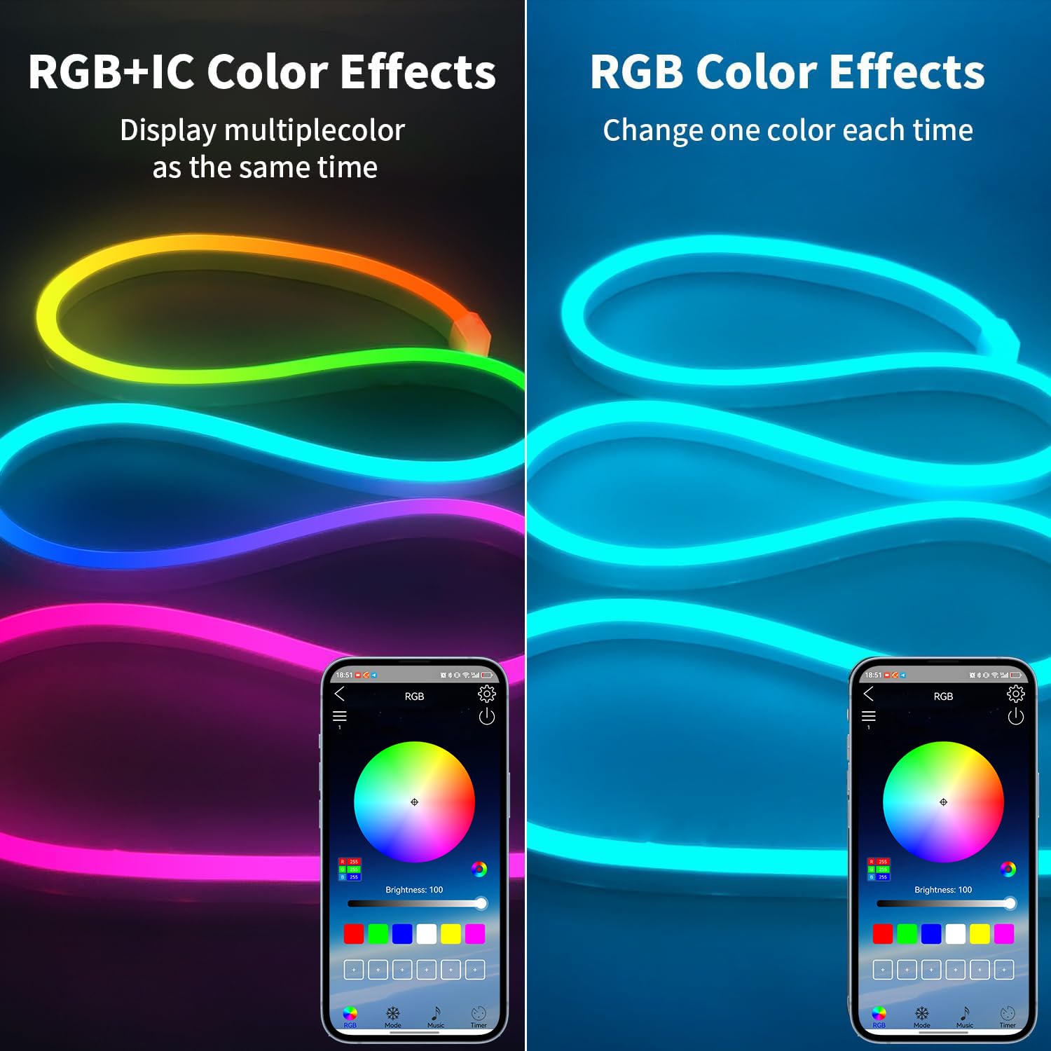 流れるledテープライト 防水 RGB usb テープライト 5m 5V ledテープ 間接照明 音楽連動 タイマー機能 調光調色 フレキシブル リモコン付き インドア/屋外/寝室/キッチン/リビング diy (2 メートル)