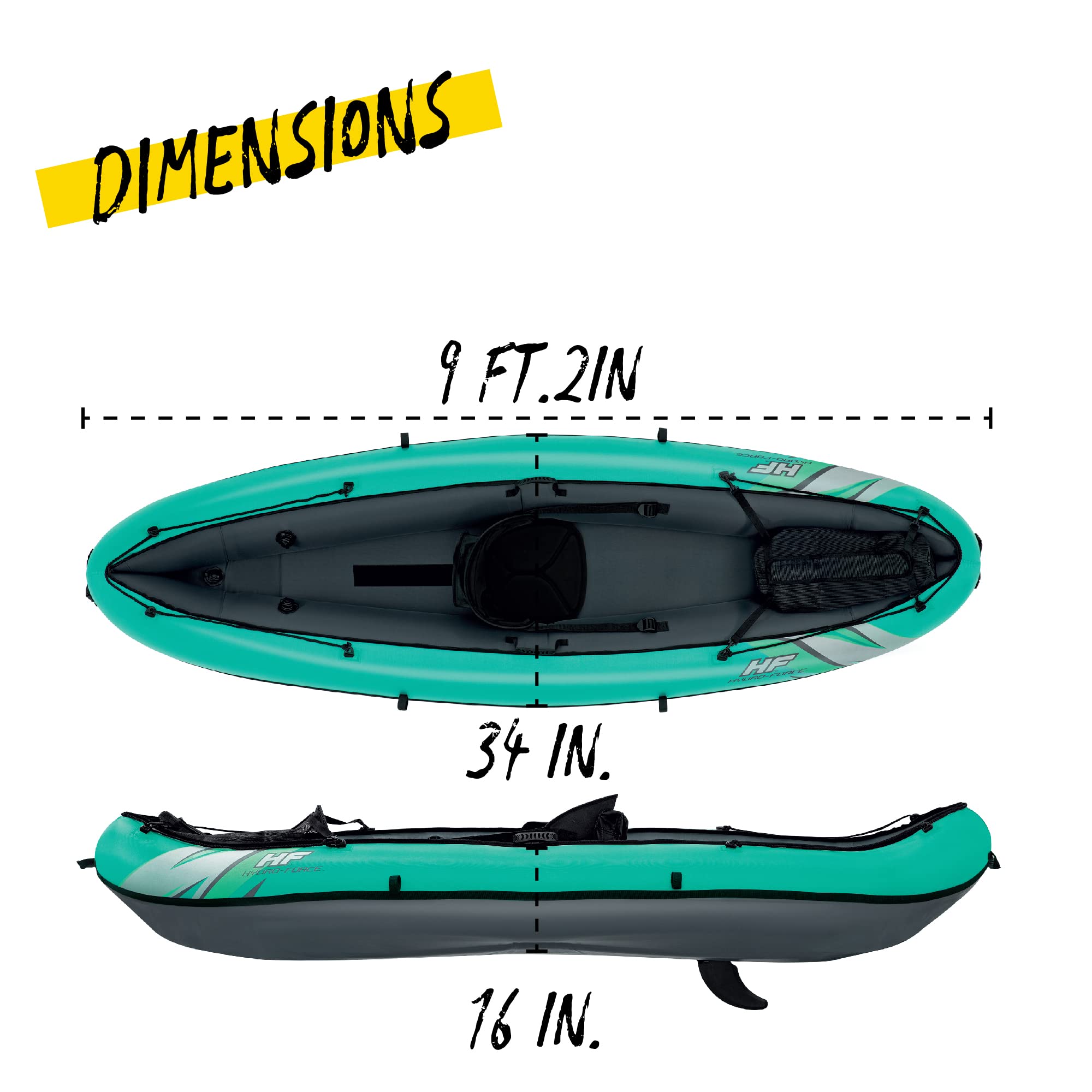 Hydroforce Ventura - Set kayak gonfiabile con pompa a mano, pagaia e borsa portaoggetti, diversi stili