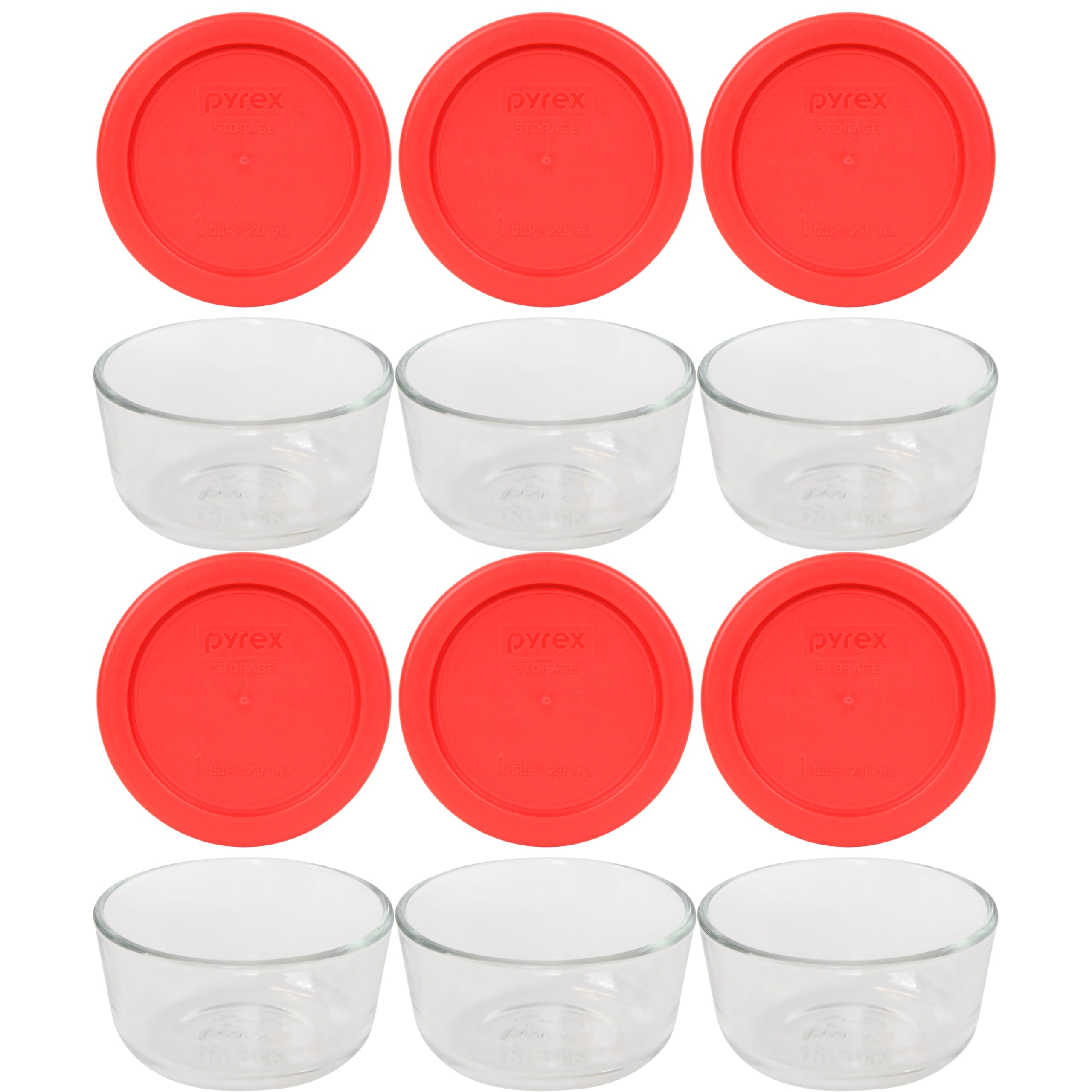 Pyrex 1-cup Storage Containers (Pack of 6) - Total 12-Piece Value Pack