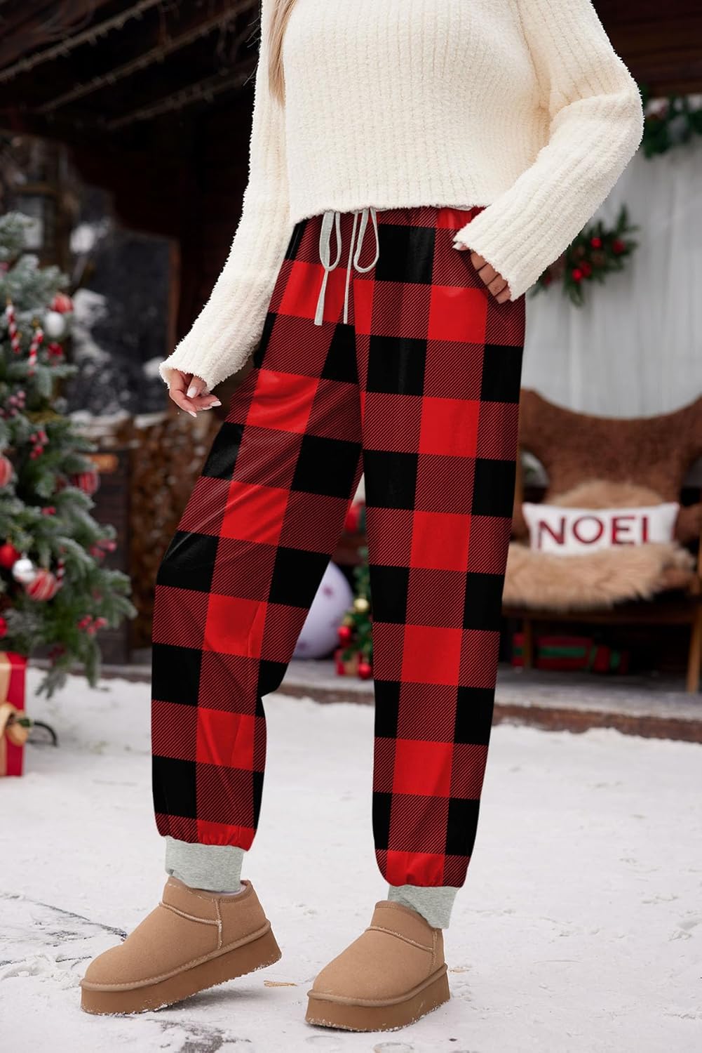 For G and PL Womens Christmas with Drawstring Funny 3D Print Pajama Reindeer Lightweight with Pocket Joggers S - Image 4