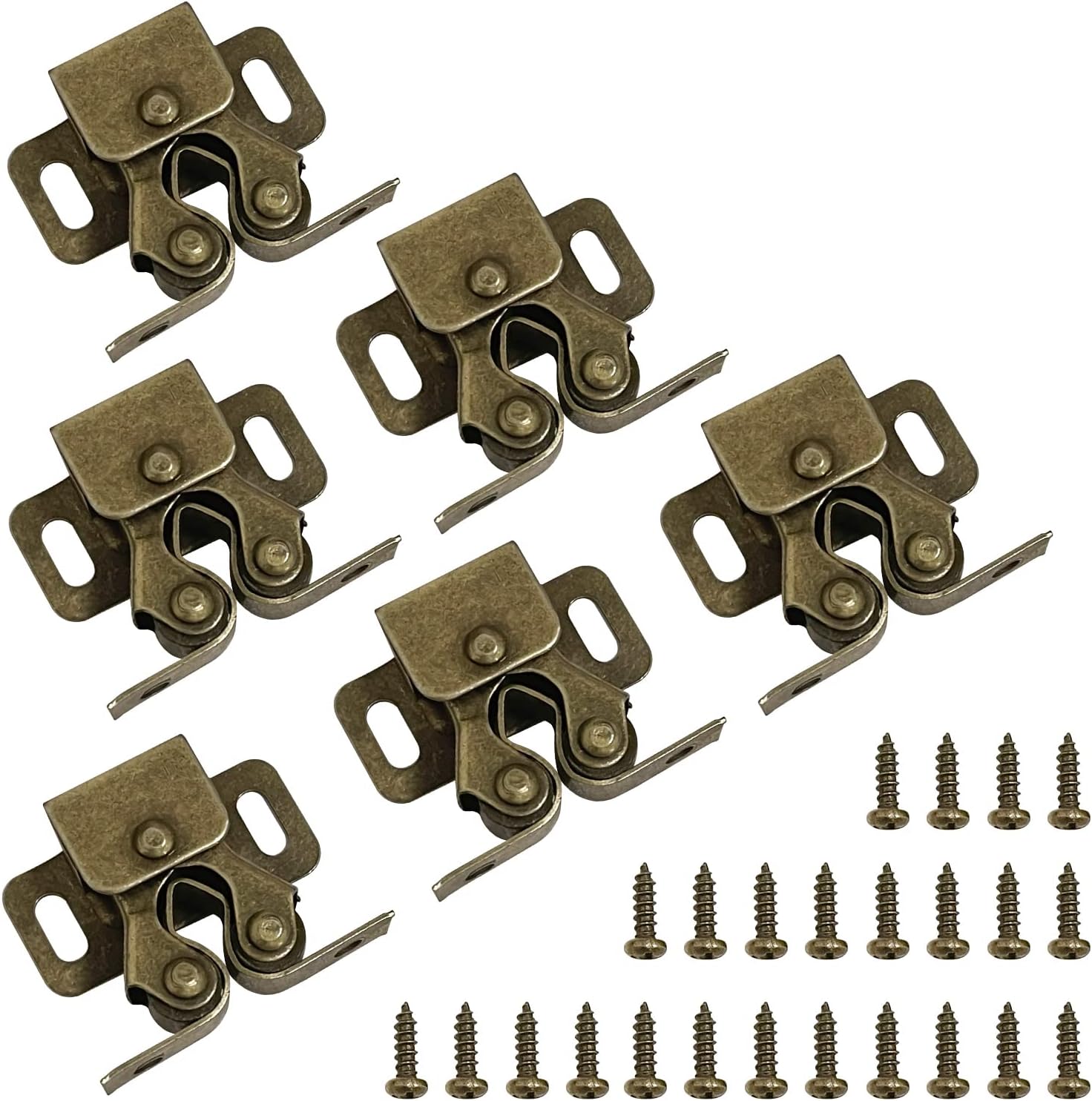 6pcs Double Roller Catch Cupboard Door Latch,Twin Roller for