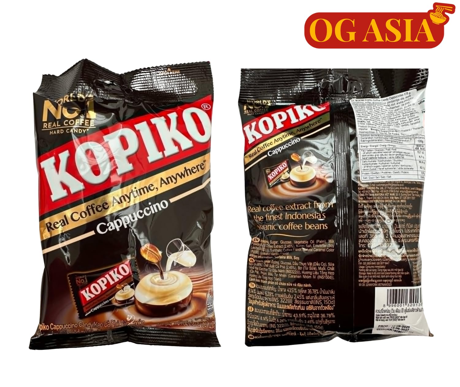 KOPIKO Cukierki do kawy Cappuccino - Autentyczne kawaowe przyjemności - OG ASIA - 175 g woreczek