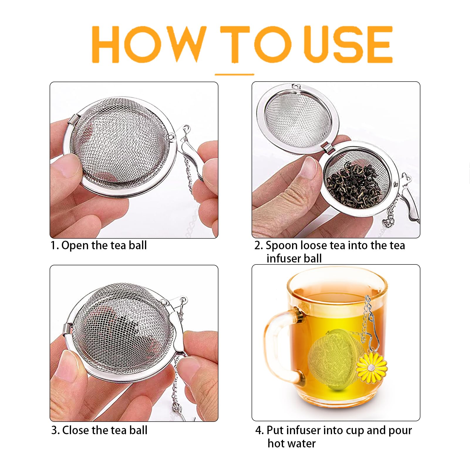 TeaSanavie Infusores de té de acero inoxidable, juego de 2 coladores de té con dijes de abeja y flores para té de hojas sueltas