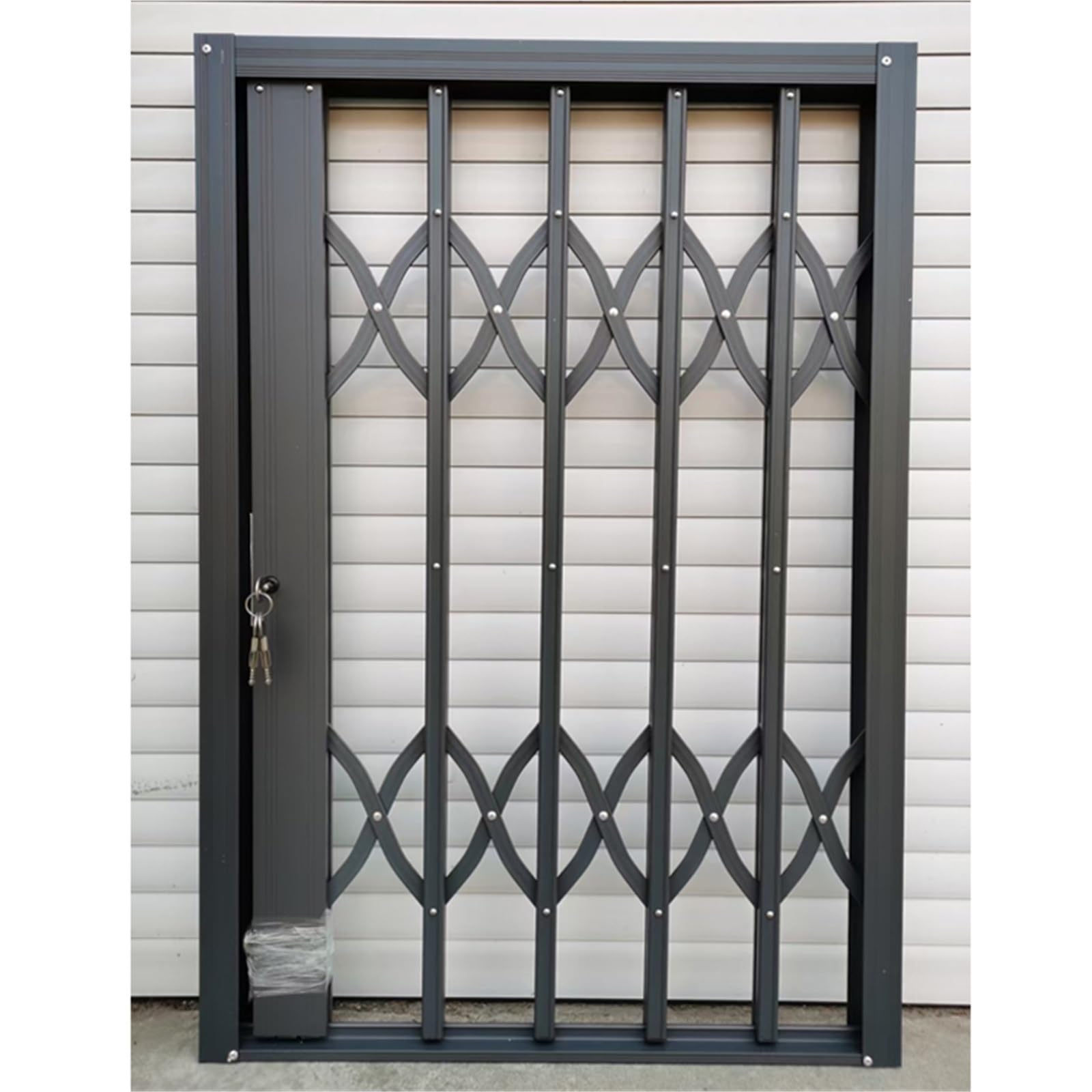 Fenstergitter Einbruchschutz Fenstersicherheitsgitter, Balkonfenster-Schutzgeländer, Fensterschiebetor/-schutz(Black,120x150cm/47.2x59.1in)