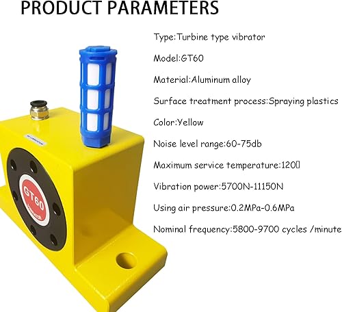 Miniatura 4 de Vibrador neumático Turbo del aire GT60 con los vibradores industriales de la turbina del silenciador para el transporte material