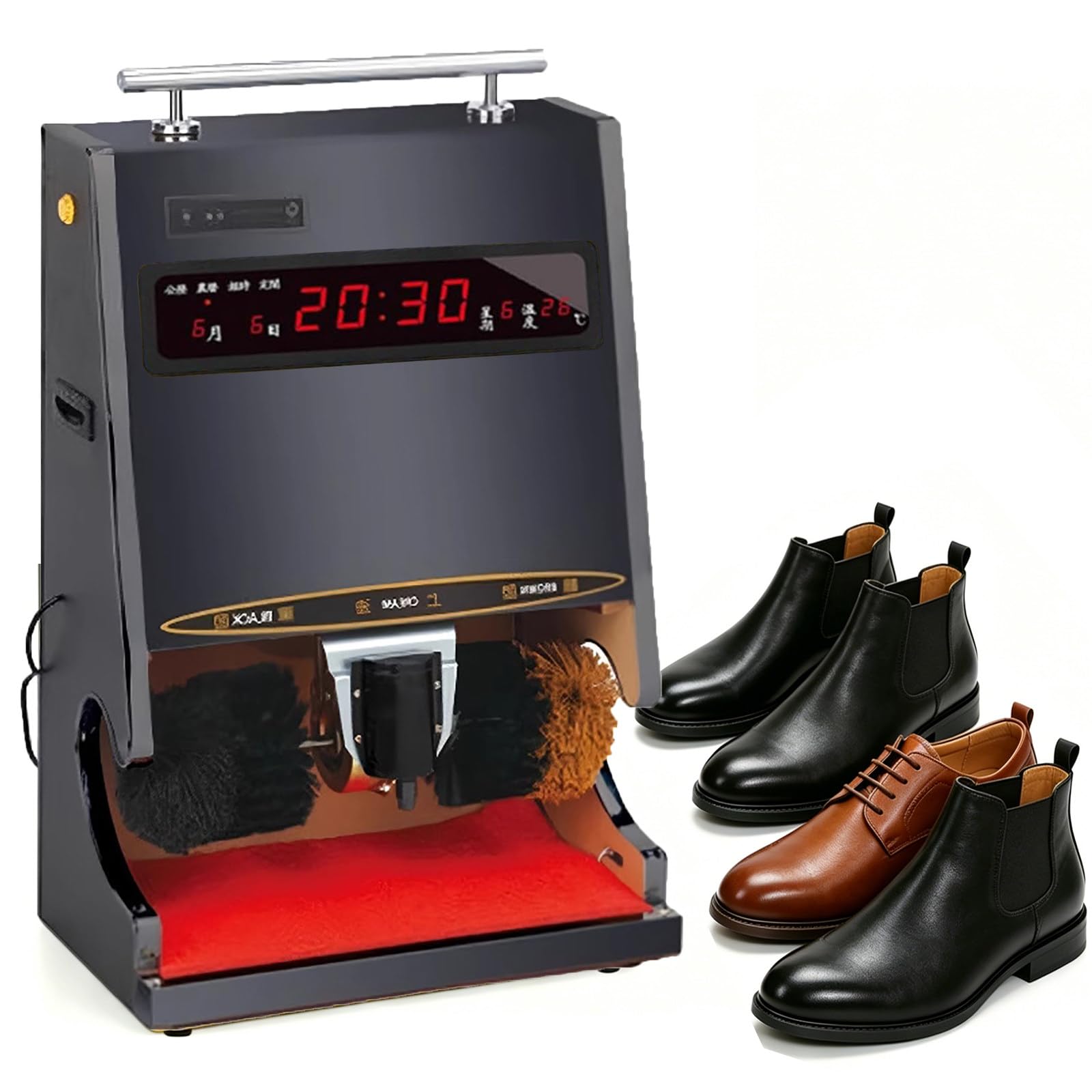 Pulidora eléctrica de zapatos con limpieza automática de polvo y abrillantador integrado