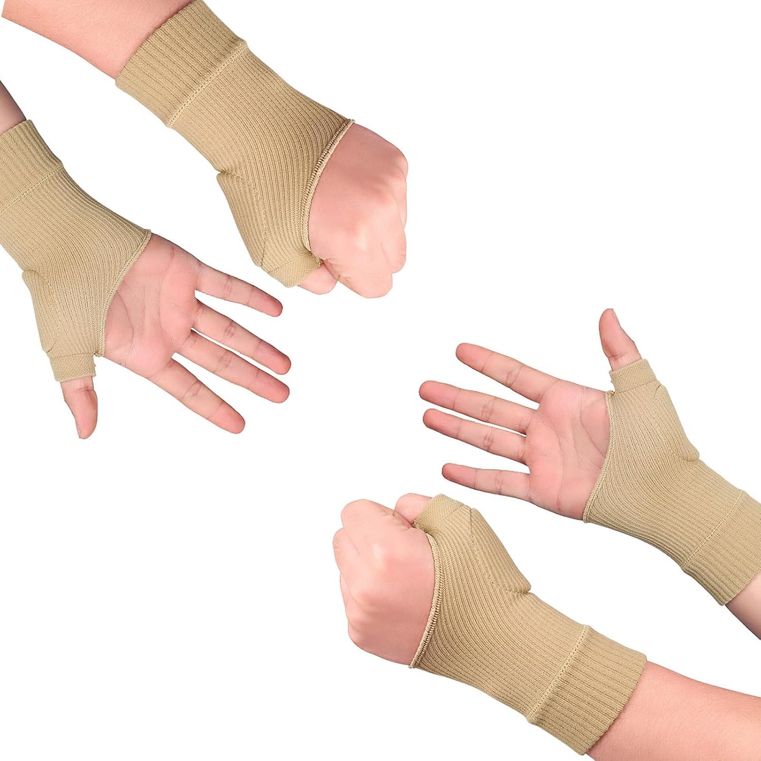 XAJEER Wrist Supports for Arthritis,2 Pairs Fingerless Hand Compression