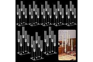 Hushee 8 Pcs Acrylic 5 Arm Candelabra