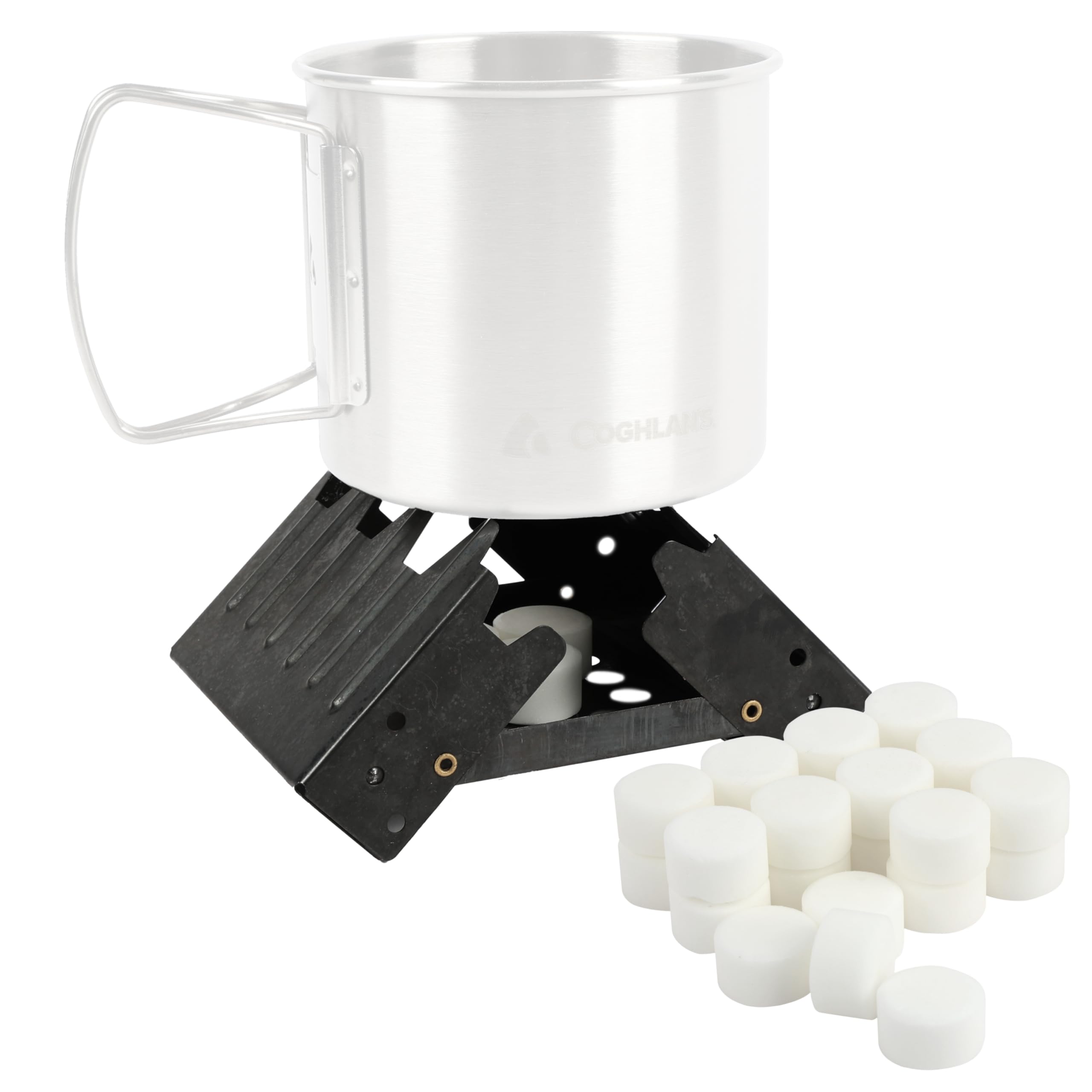 Coghlan's Emergency Stove - Lightweight, Portable Camping Stove for Backpacking, Survival, and Outdoor Cooking - Foldable Design with 24 Fuel Tablets Included (Compact for Travel and Storage)