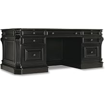 Hooker Furniture Telluride 76" Executive Wood Desk with Leather Top in Black