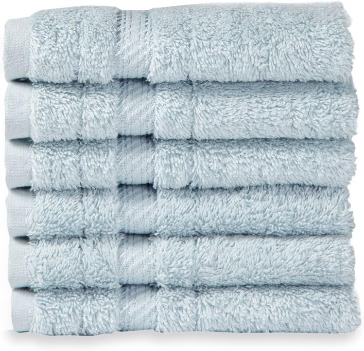 Rhapsody Royale%100 Turkish Cotton Washcloth, Set of 6 (Duck Egg)