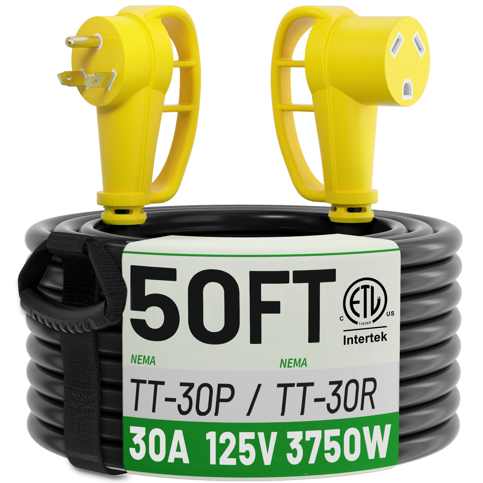 POWGRN 30 Amp RV Extension Cord 50 FT, RV Power Cord 30 Amp Waterproof