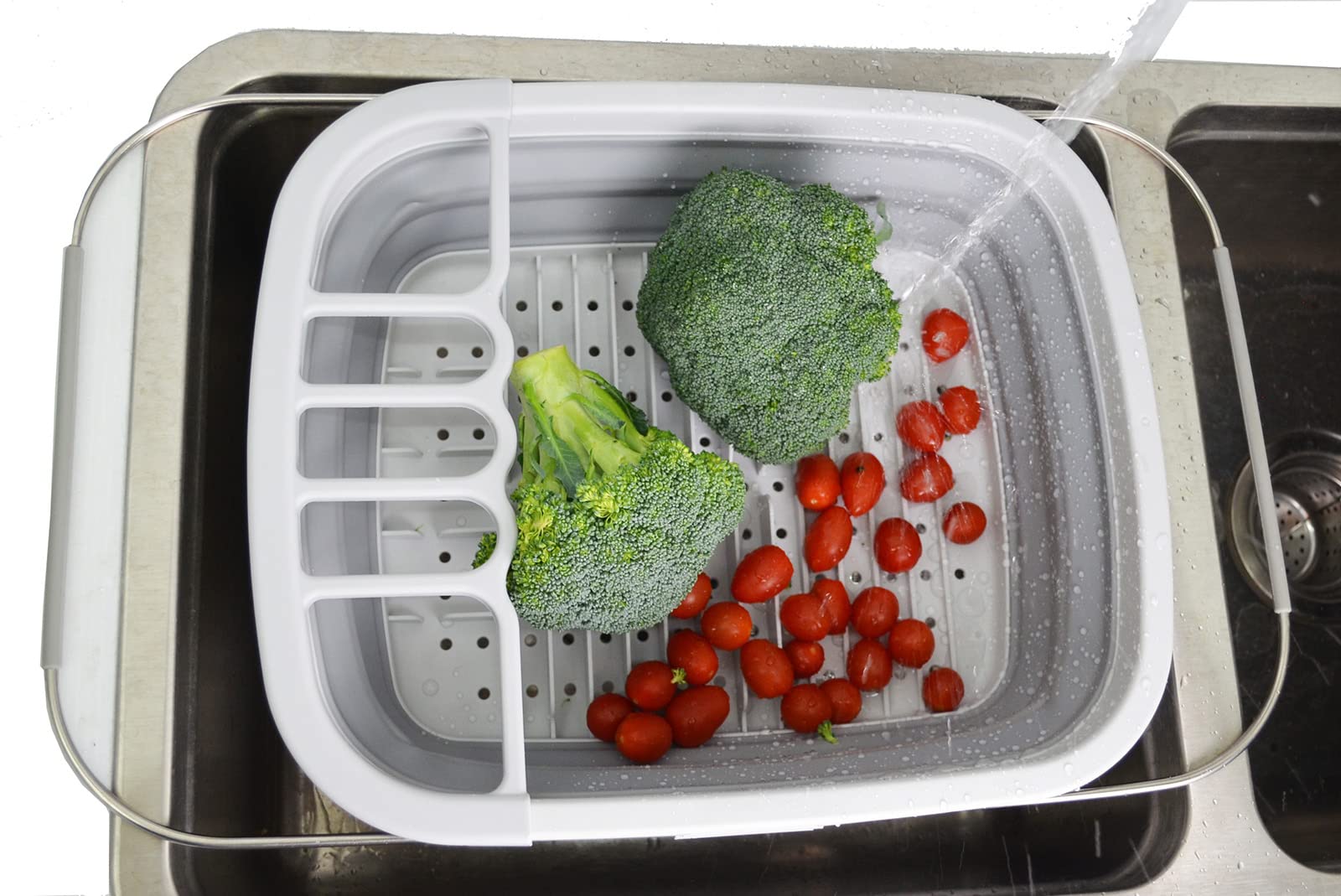 SAMMART Escurridor de platos plegable expandible de 8 L (2.11 galones), estante de secado plegable, organizador de vajilla portátil, bandeja de almacenamiento de cocina que ahorra espacio (gris, 1)