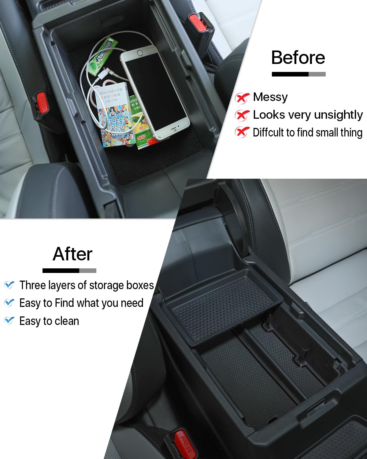 SKTU For 2023 2024 2025 2026 Honda CRV Center Console Organizer 2023-2025 2026 CRV Hybrid Console Tray 2024 2025 2026 CRV Accessories Console Tray Honda CR-V 2025 2026 Accessories With Coin Holder