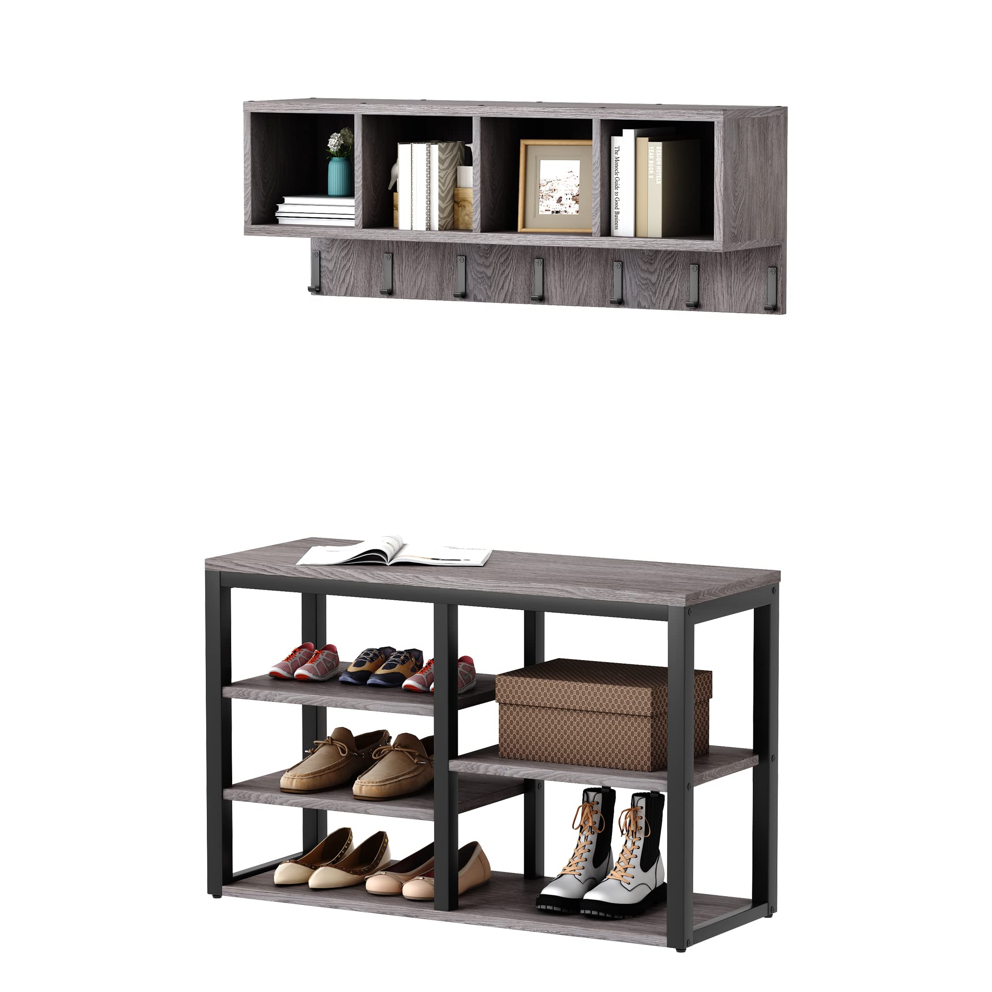 Buy HOMEFORT Coat Rack Shoe Bench Set, Entryway Bench with Storage,Mud