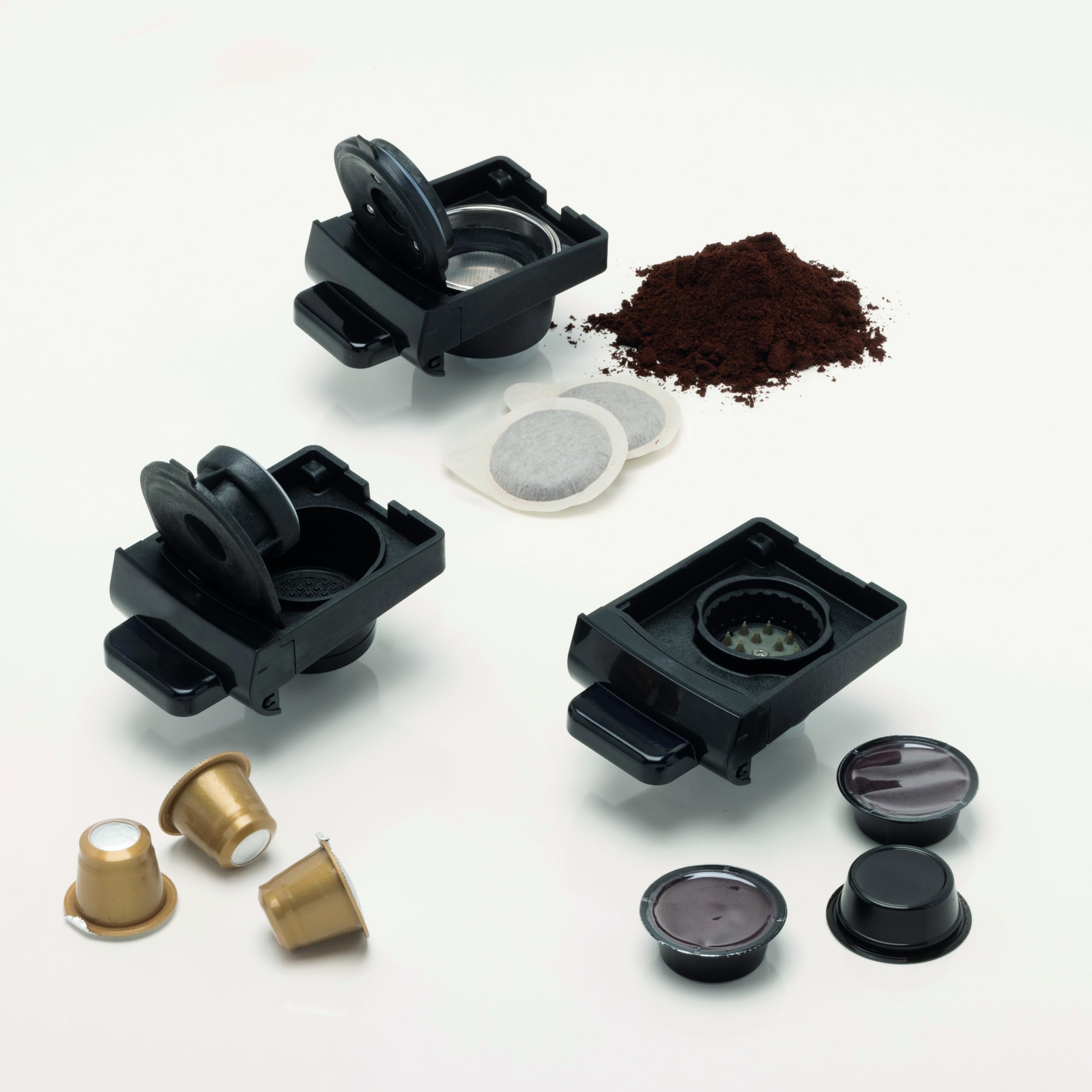 Ariete 1304/1 Macchina da caffè a cassetti, 1350W, Capacità serbatoio 0,7L, Pressione 19 bar, 3 tipologie di cassetto, Cialde e Polvere, Rosso