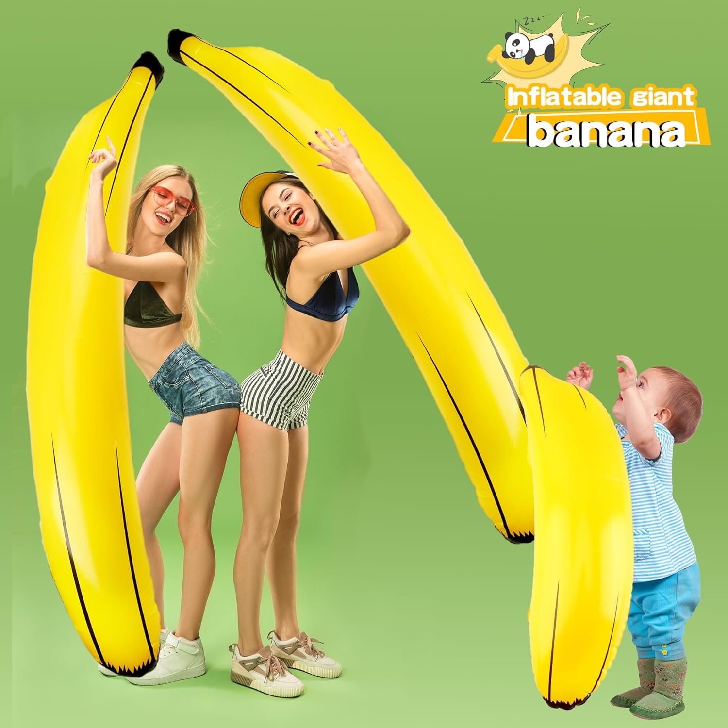 8 Pack Inflatable Bananas Blow Up Banana Balloons Toys Include 2 Pcs 70 Inch Bananas 6 Pcs 26 Inch Bananas for Bachelorette Party Summer Water Games