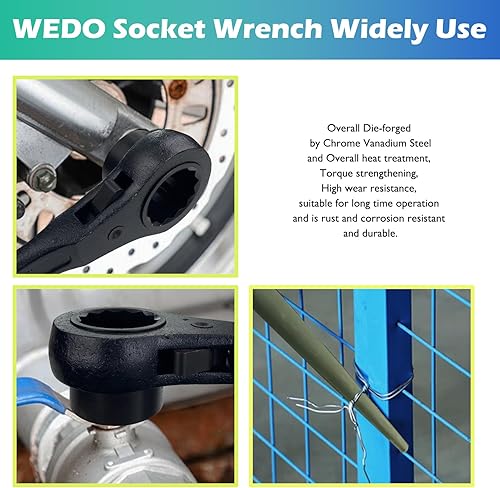 Miniatura 5 de WEDO Llave de trinquete Scaffold Podger,Llave de enchufe de un lado,Llave de Spud de liberación rápida,Trinquete de Spud de 1 3/7 pulgadas,1.417 in