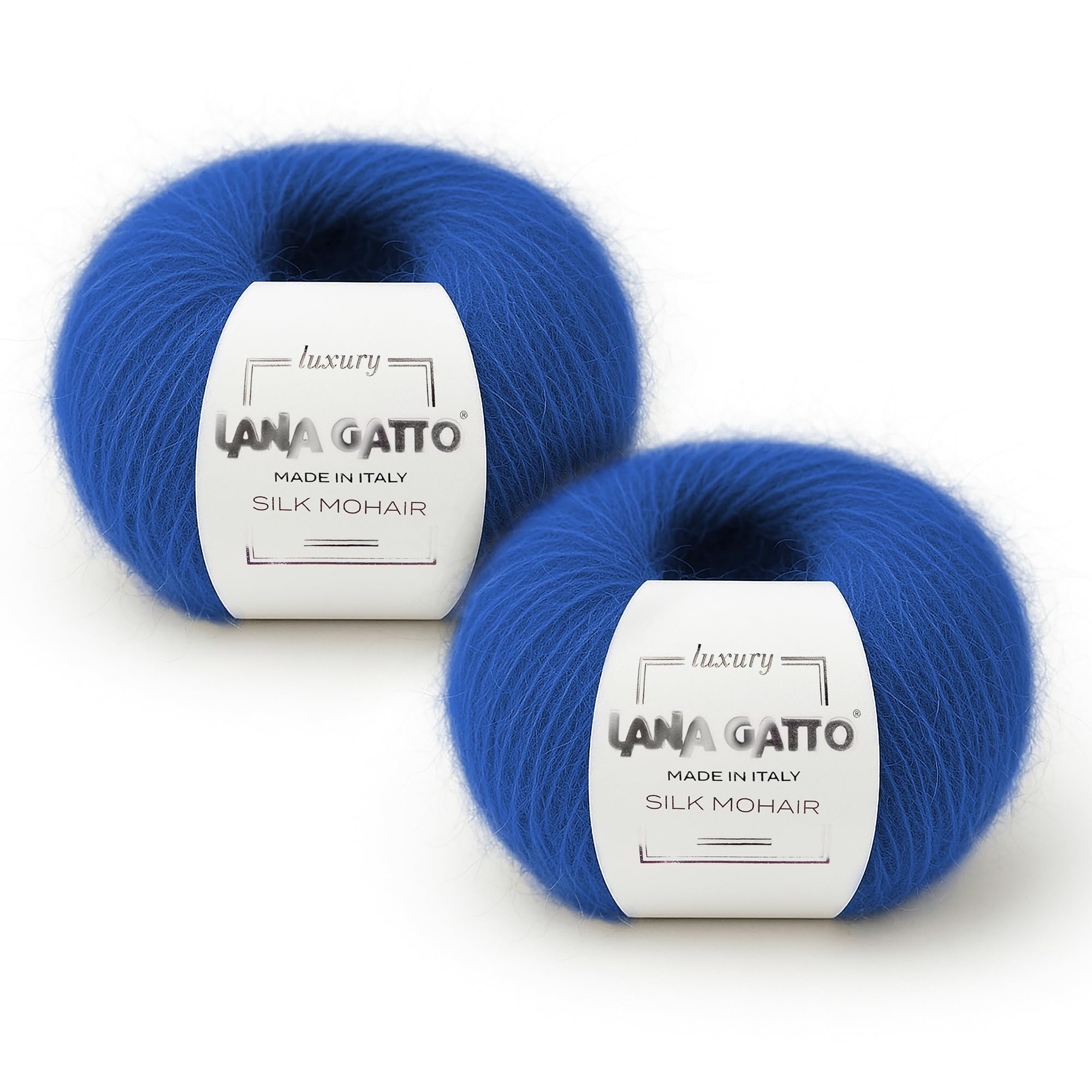 Fils de soie mohair pour tricoter Lana Gatto 424 mt pelote 50 gr laine bleu 30146