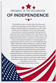 Preamble to The Declaration of Independence Poster, Social Studies Classroom Materials (3) Canvas Painting Wall Art Poster for Bedroom Living Room Decor 16x24inch(40x60cm)
