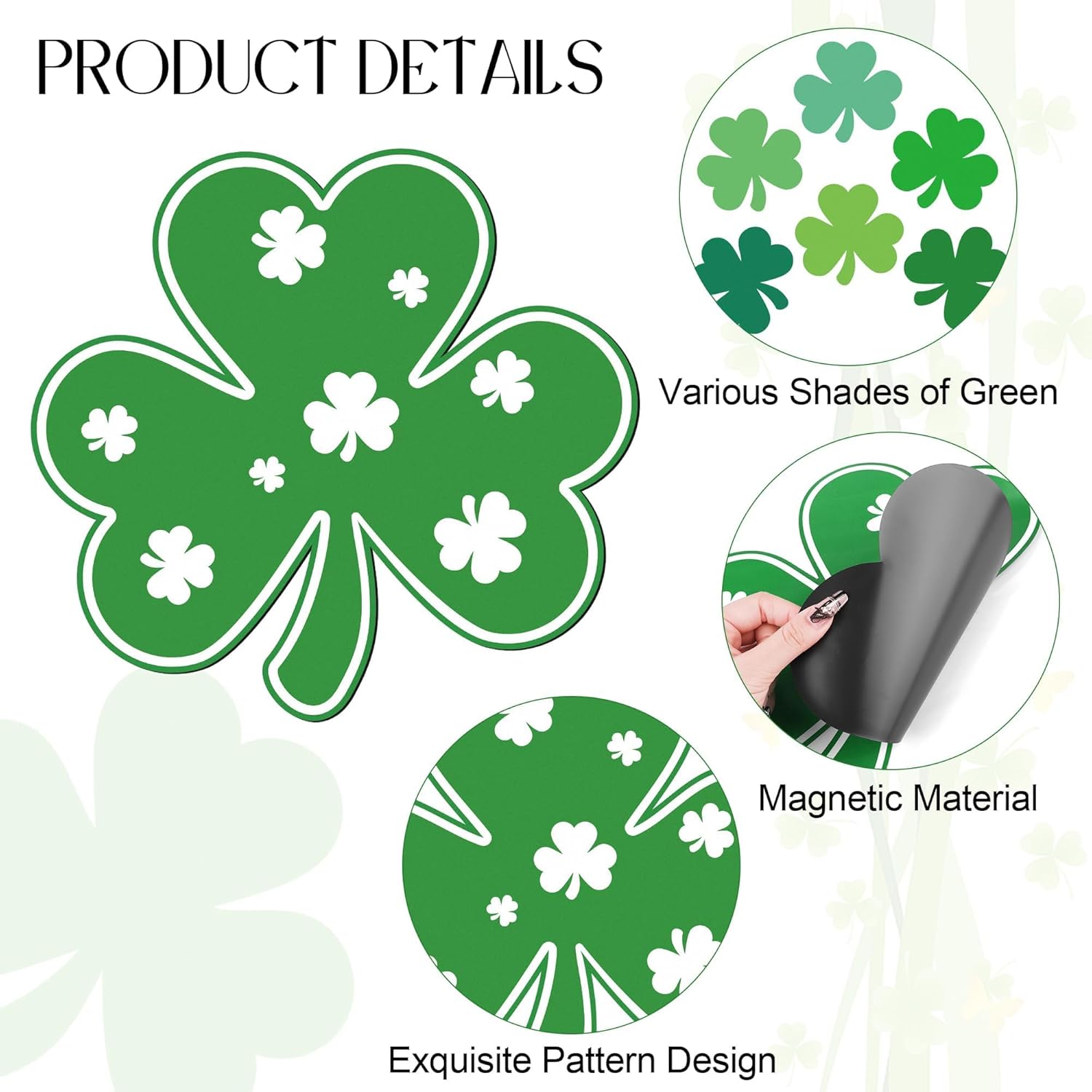 24 Pieces St. Patrick's Day Garage Door Decoration Magnets Happy St. Patrick's Day Green Shamrock Refrigerator Car Magnet Sticker Lucky Clover Magnetic Decals for Irish Party Holiday Supplies