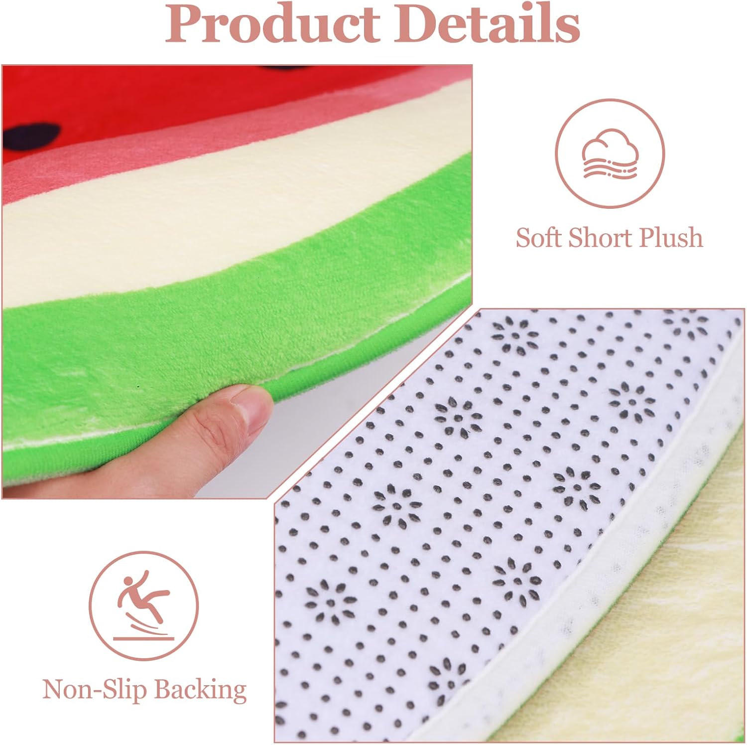 3ft Round Watermelon Rug, Memory Foam Circle Rug for Kids Room, Non-Slip Round Carpet, Soft Area Rug for Bedroom, Nursery, Playroom, Classroom, Room Decor