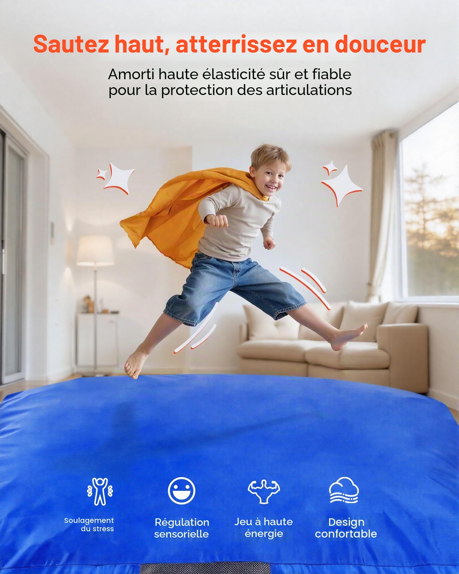 VEVOR Bloc de Réception 150x150x30 cm, Tapis de Chute Épais avec Bloc de Mousse Housse Lavable, pour Sécurité dans la Salle Sensorielle, Matelas de Réception avec Grande Zone d'Atterrissage Moelleuse