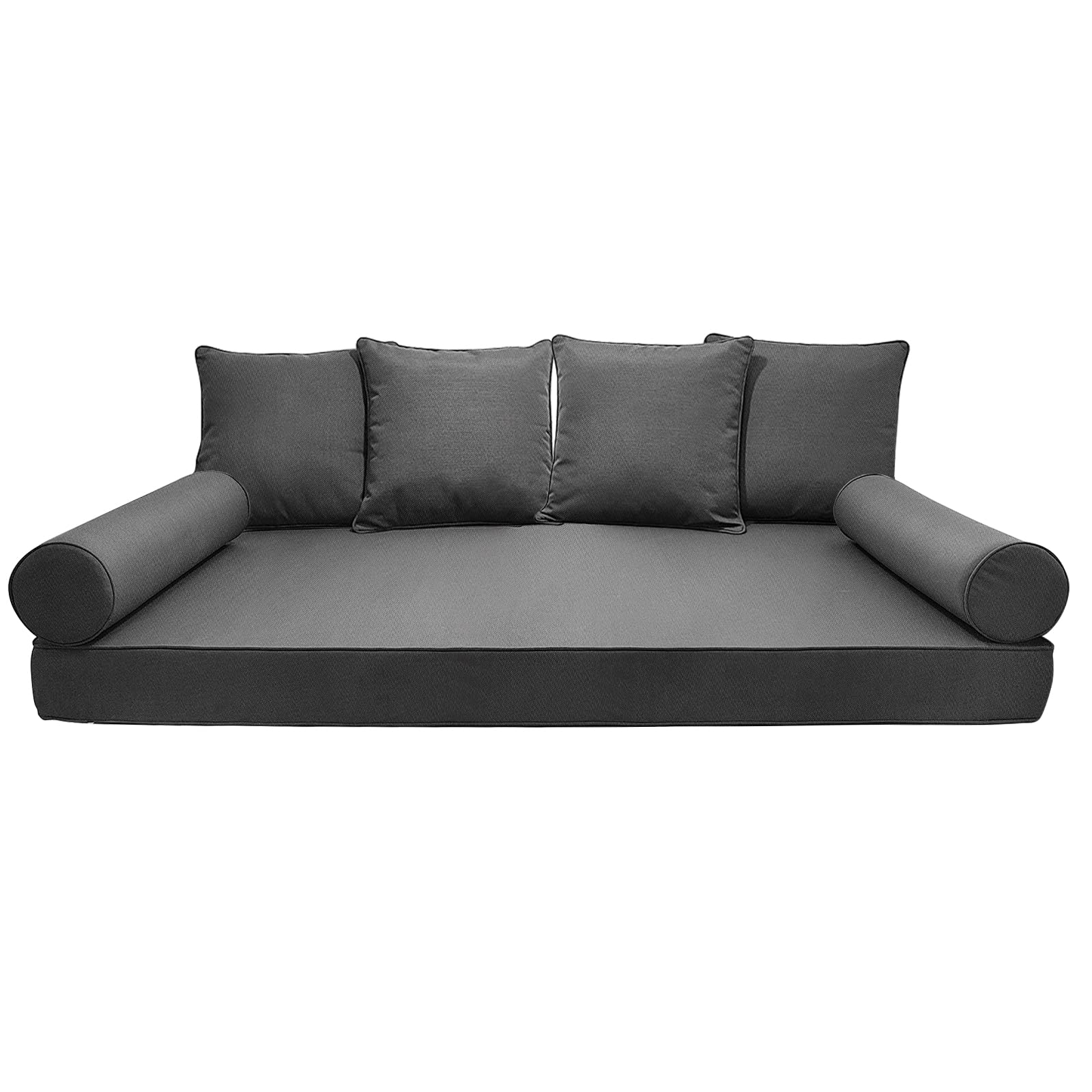 View 1 of ** PARTS ONLY PARTIAL SET**
MFPMTUXO Twin Outdoor Mattress Package,Porch Swing Bed Cushion Set Include 1 Mattress Cover,4 Pillow & 2 Bolster(Filled),Patio Hanging Daybed Indoor Cushion Set (Dark Grey, 75 * 39 * 8inch)