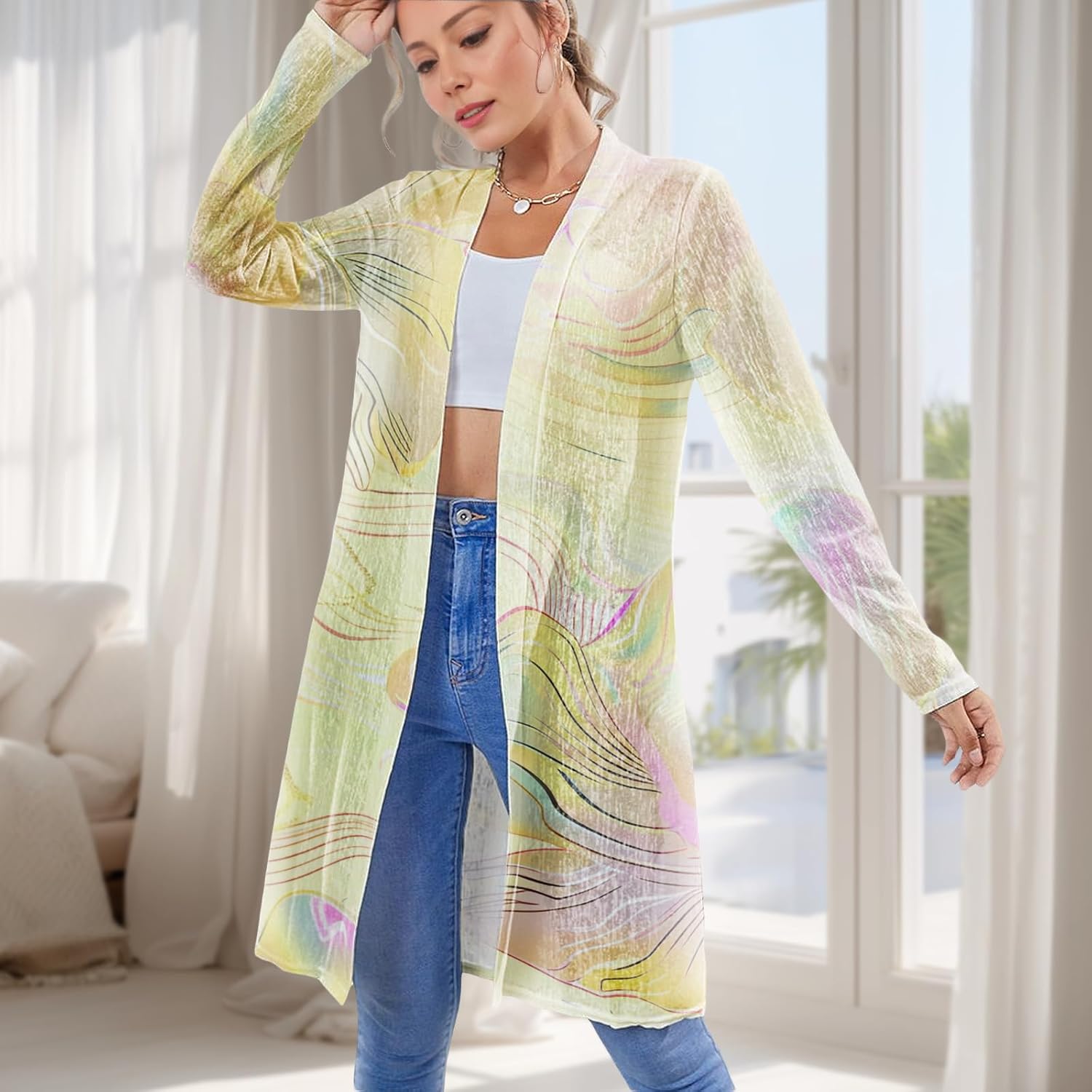 Open Front Cardigan For Women Boho Vintage Soft Long Beach Cover Ups For Women Trendy Lightweight Summer Wear - Image 2