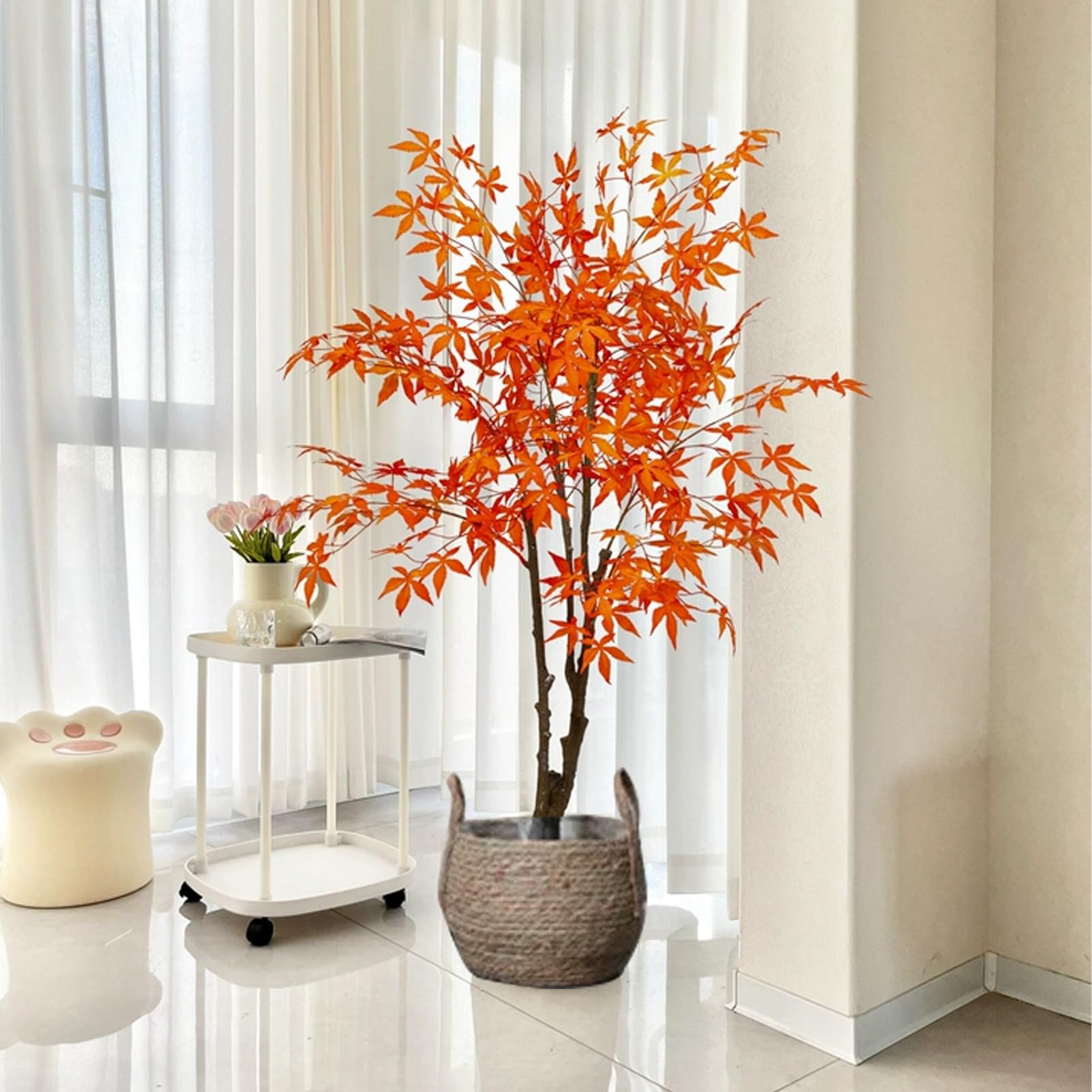 Artificial Tree Faux Red Japanese Maple Tree for Home Decor, Nearly Natural Artificial Tree with Lifelike Leaf, Imitation Plants Potted Decoration(280cm(9ft))