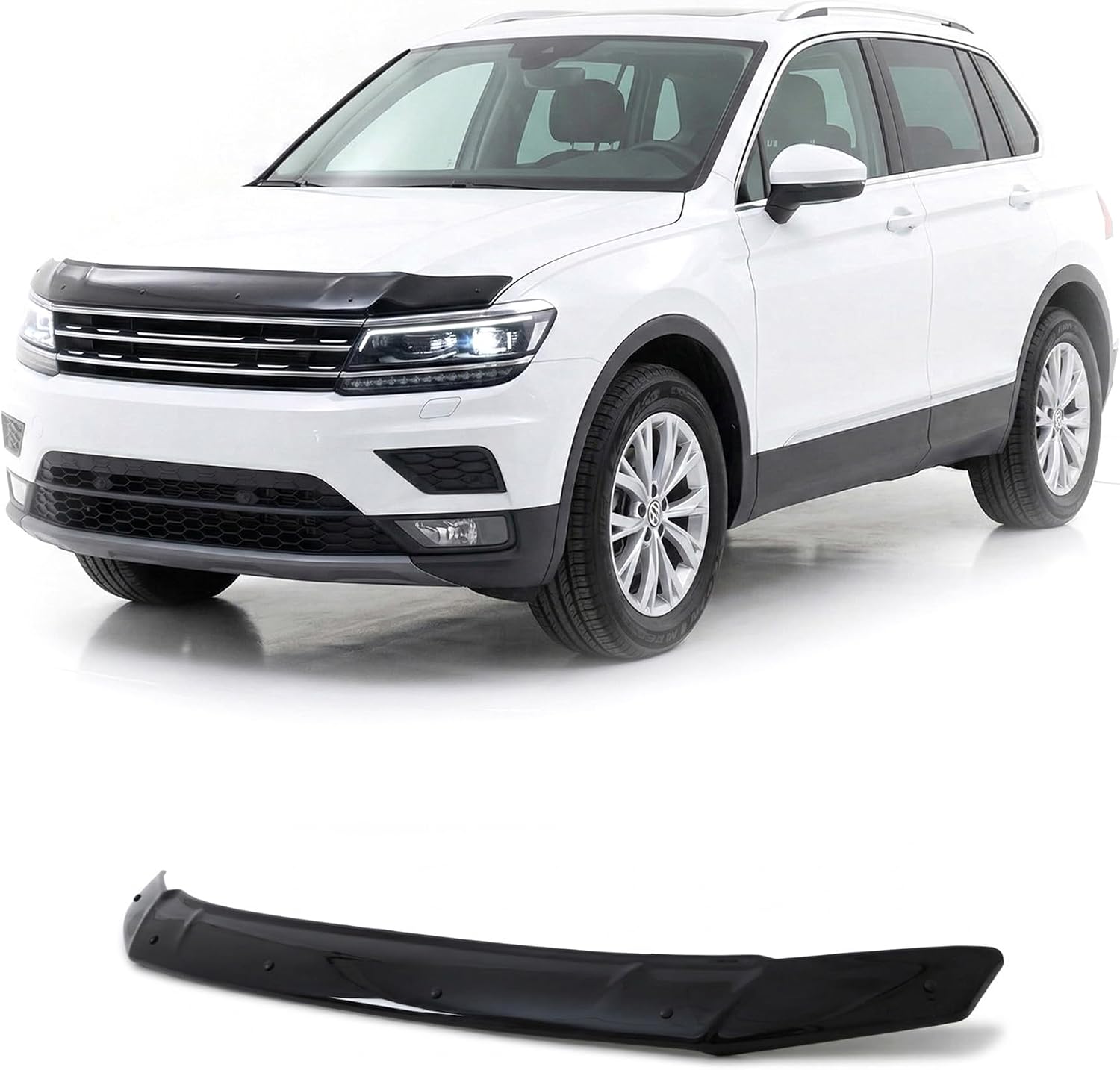 Hood Deflector Bug Shield fits Volkswagen Tiguan 2018-2024 Extra Thickness | Low Profile Hood Protector, ABS Bug Guard Design, Auto Exterior Accessories, Black