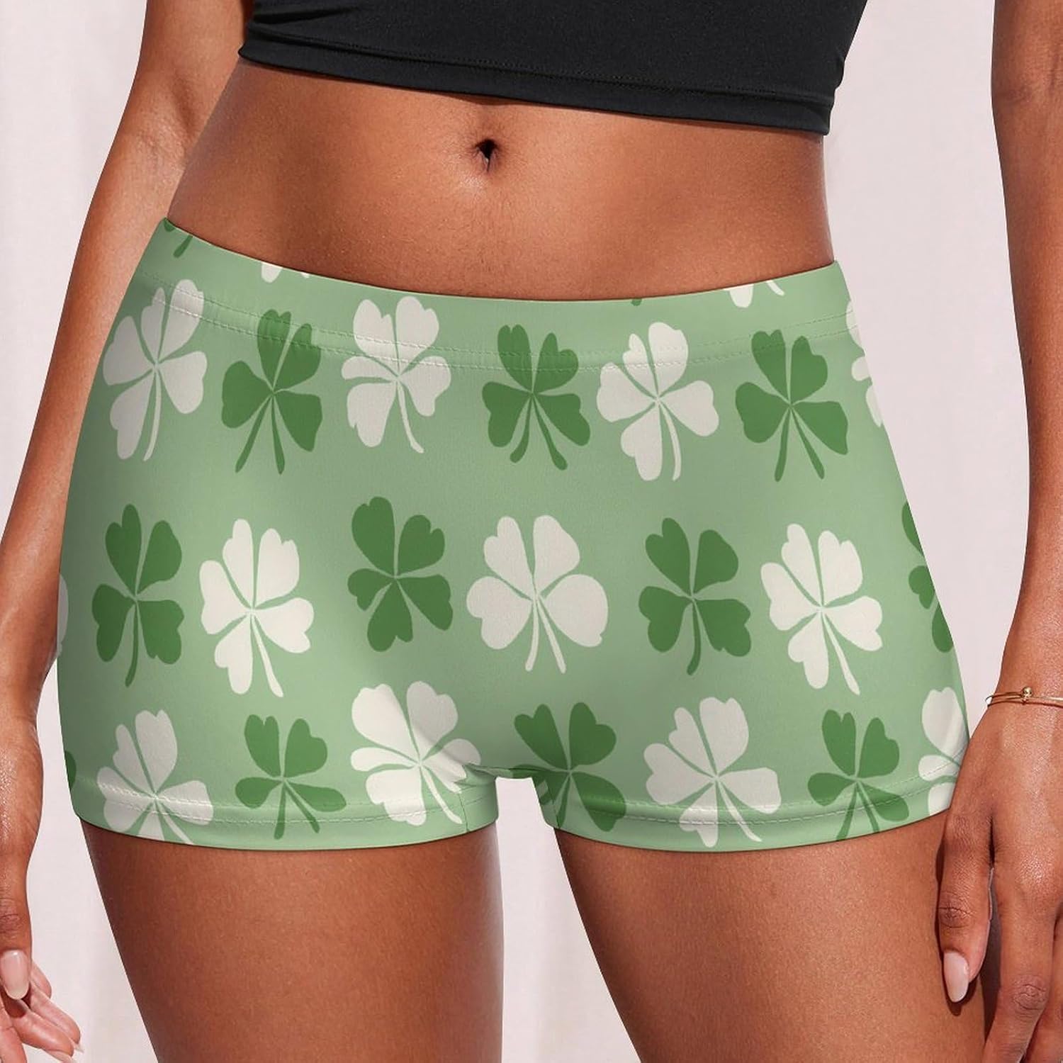 Shamrock Pattern Fashion Women's Boxer Briefs Breathable Underpants Trunks Stretch Underwear