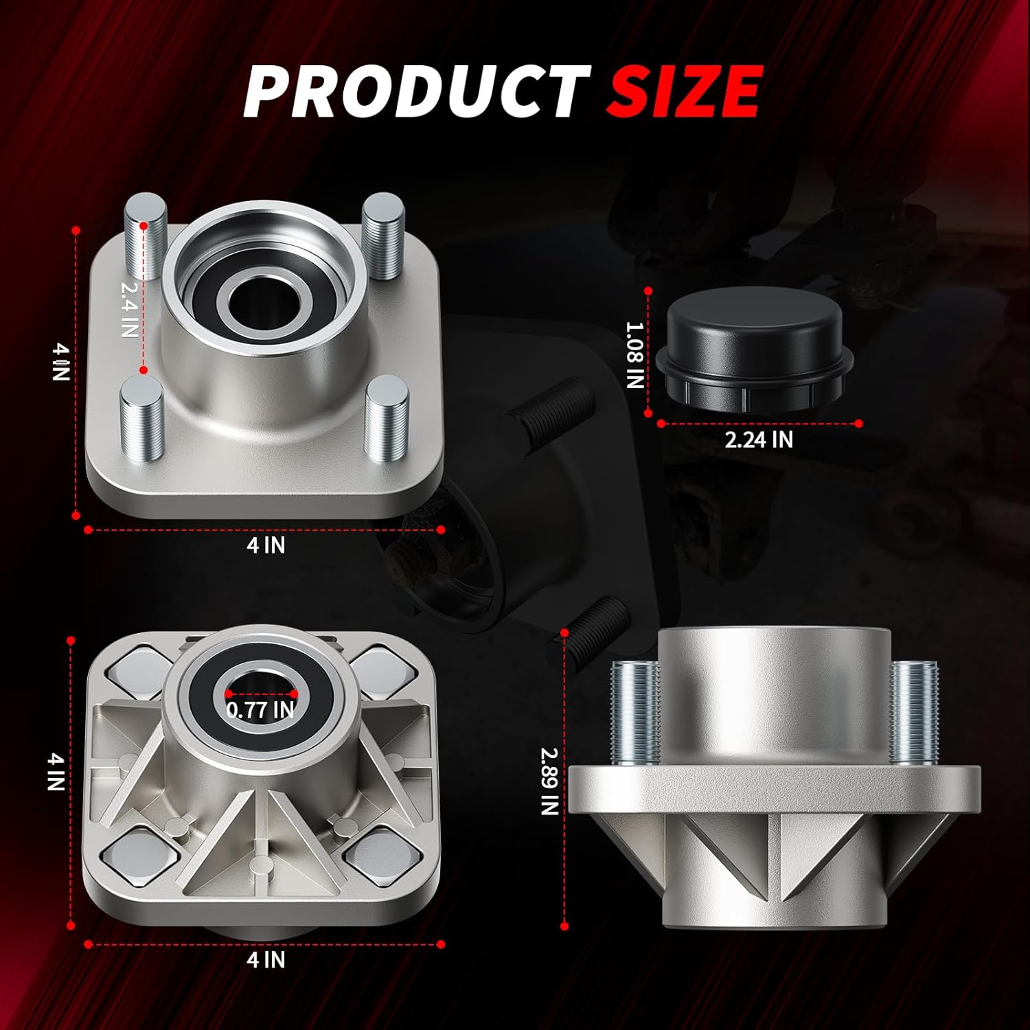 Golf Cart Front Wheel Hub Assembly for Club Car DS & Precedent 2003-Up, Club Car Front Wheel Bearing Hubs with Dust Cover, OEM# 102357701, 2PCS