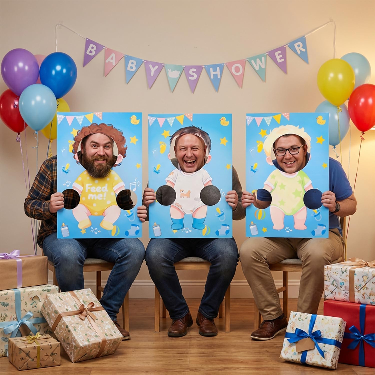 6 Set Baby Shower Game Party Favors, Feed Me Baby Shower Games with 6 Blindfolds, Blindfolded Baby Shower Games for Funny Gender Reveal Party Favors