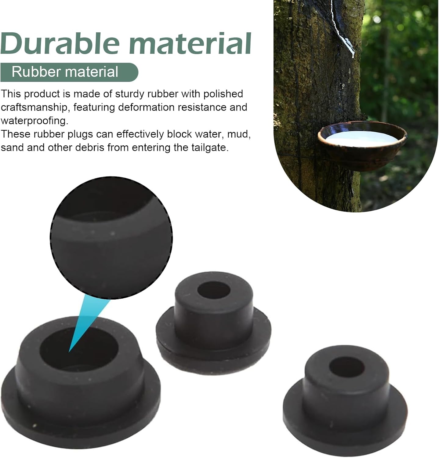 3PCS Rear Tailgate Plugs, Toughness Rubber Tailgate Plug Kit, Abrasion Resistant Anti-Dust Spare Tire Delete Hole Fill, Car Modification Repair Accessory, Compatible with Jeep Wrangler(Black)