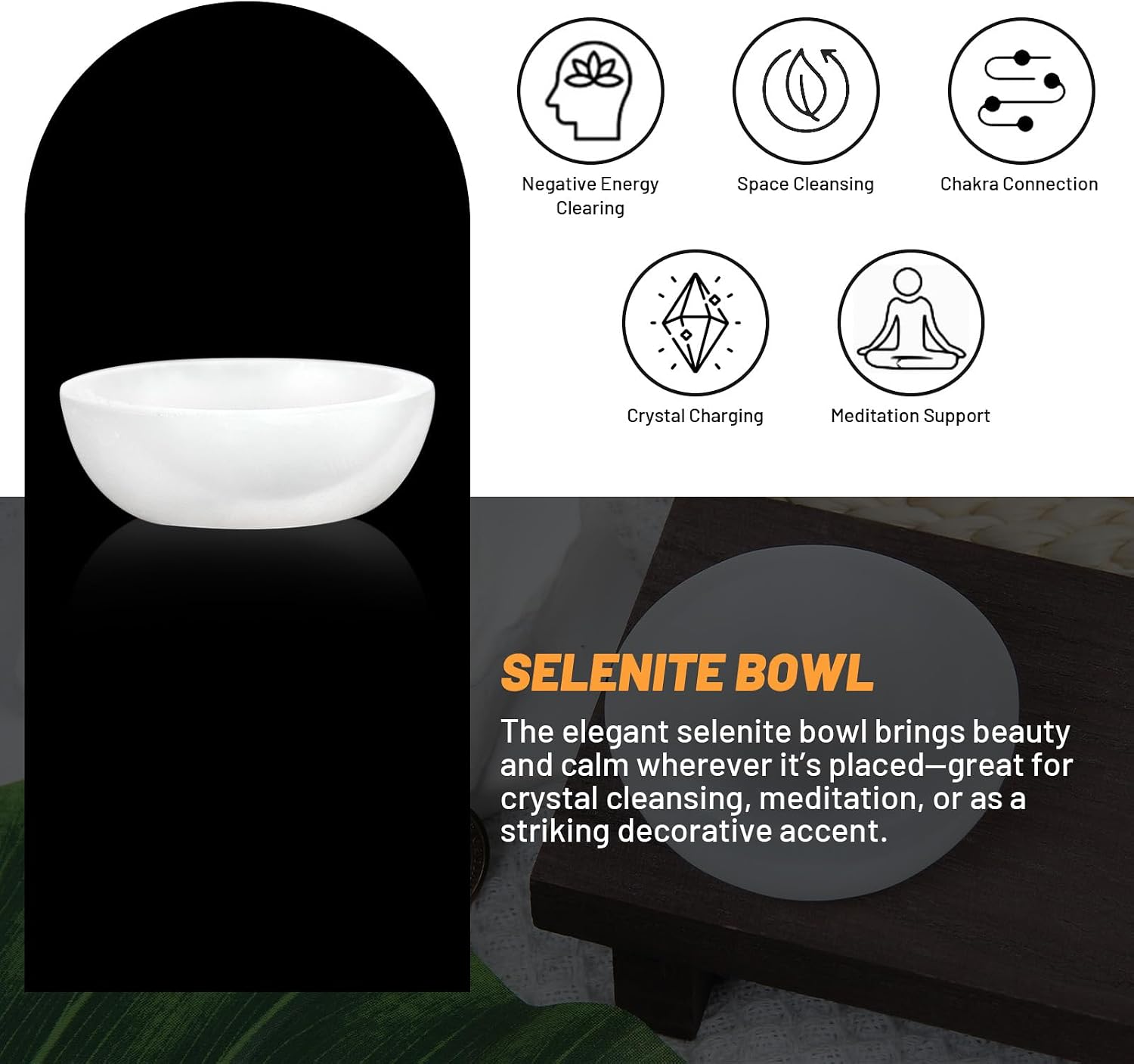 1 Pc Selenite Crystal Bowl, 2.8″-3.2″ - Selenite Charging Bowl