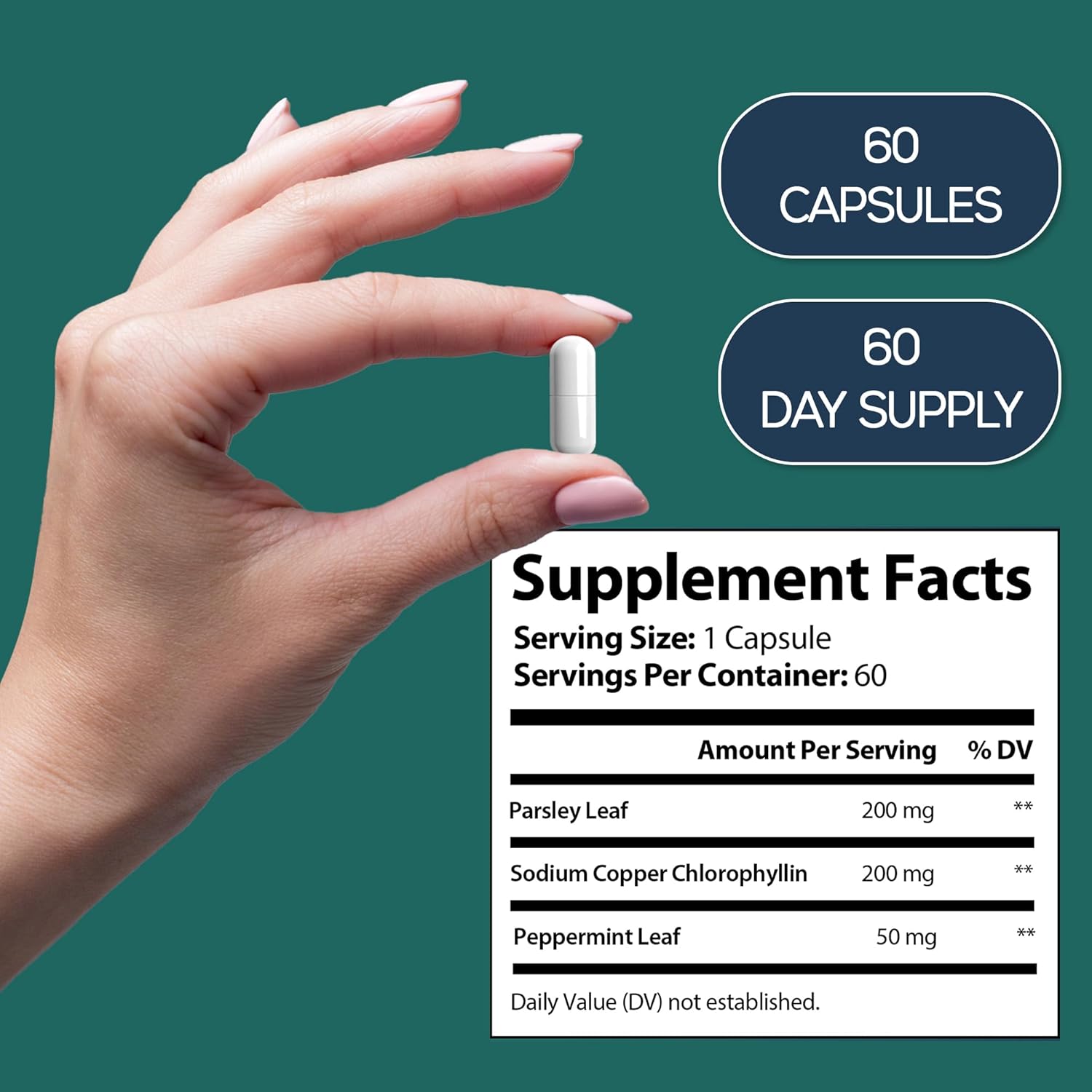 Chlorophyll Capsules 450mg, Natural Chlorophyll Pills for Women & Men – Highly Bioavailable Chlorophyll Supplement – 120 Capsules - Image 5