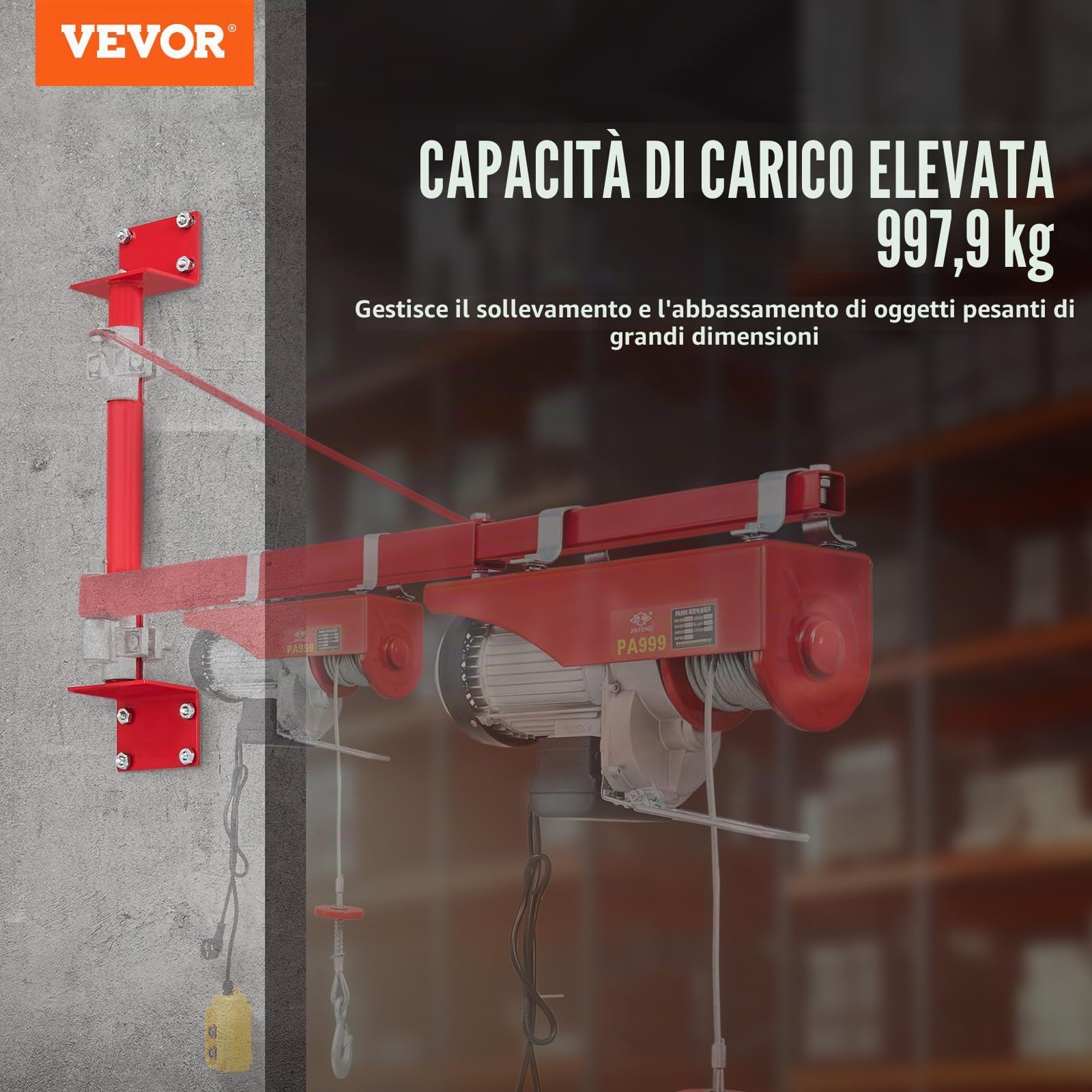 VEVOR Palo di Supporto per Paranco Elettrico, capacità di carico 1000 kg, Telaio del Paranco in Acciaio al Carbonio, Montante Palo di Sollevamento Palo di Sollevamento per Officina Garage