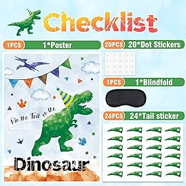 WERNNSAI Pin The Tail on The Dinosaur Party Game - 21\'\' x 28\'\' Birthday Party Games for Kids Watercolor Dinosaur Birthday Decorations for Boys Birthday Wall Home Room Decorations with 24 PCS Tails